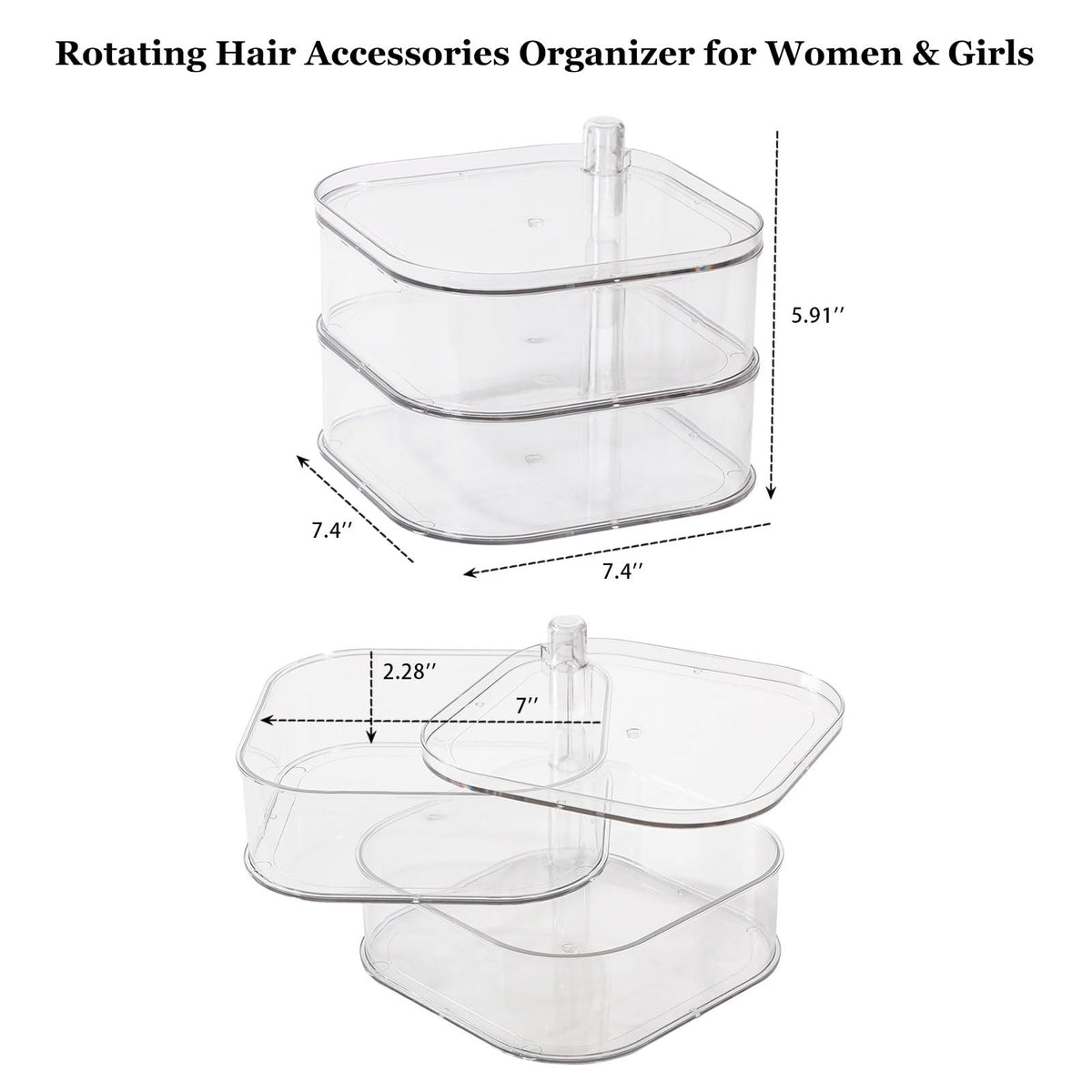 Large Rotating Hair Accessories Organizer for Girls & Women