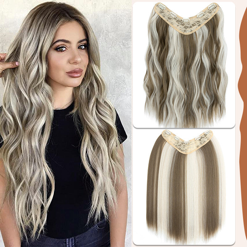 Clip-In Hair Extensions Full Head V-Shape 3/4 Thick Hairpieces with 5 Clips