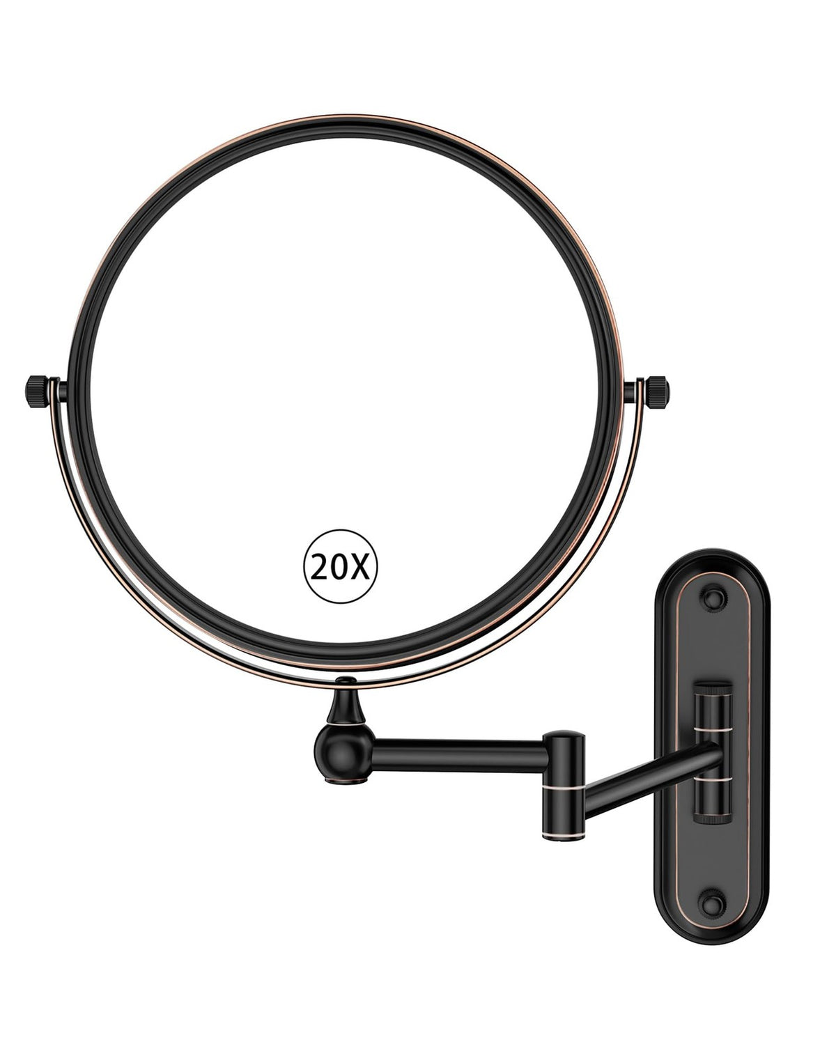 8-Inch Wall Mount Makeup Mirror with 20x Magnification and Adjustable Swivel - Oil Rubbed Bronze