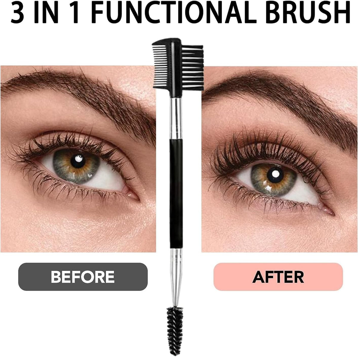 2PCS Eyebrow and Eyelash Grooming Brush Set - 3 Head Makeup Tools