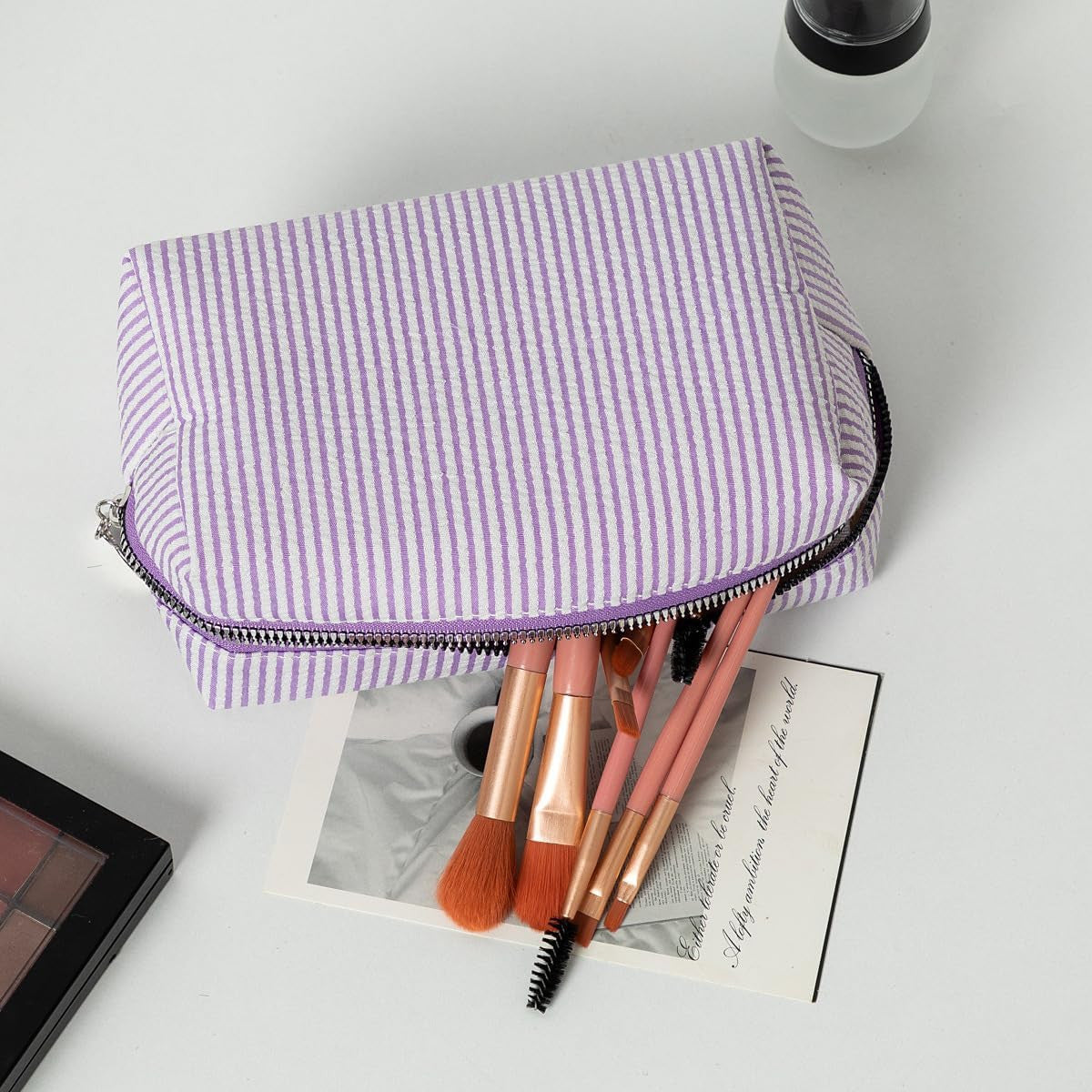 Travel Cosmetic Bag Organizer with Zipper - Canvas Makeup & Toiletry Bag