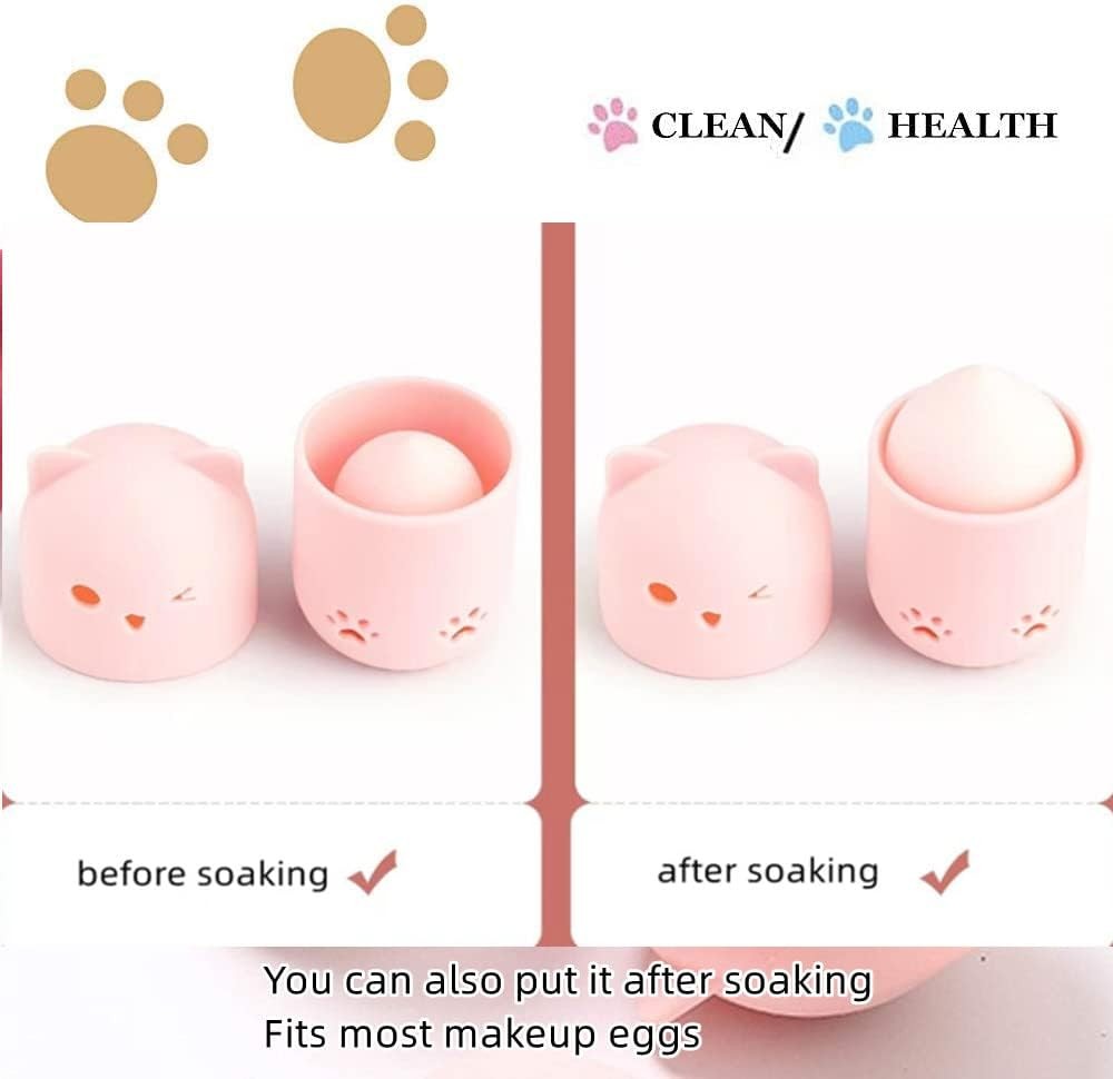 2 Pcs Makeup Blender Holder and Travel Case Silicone Cosmetic Sponge Organizer