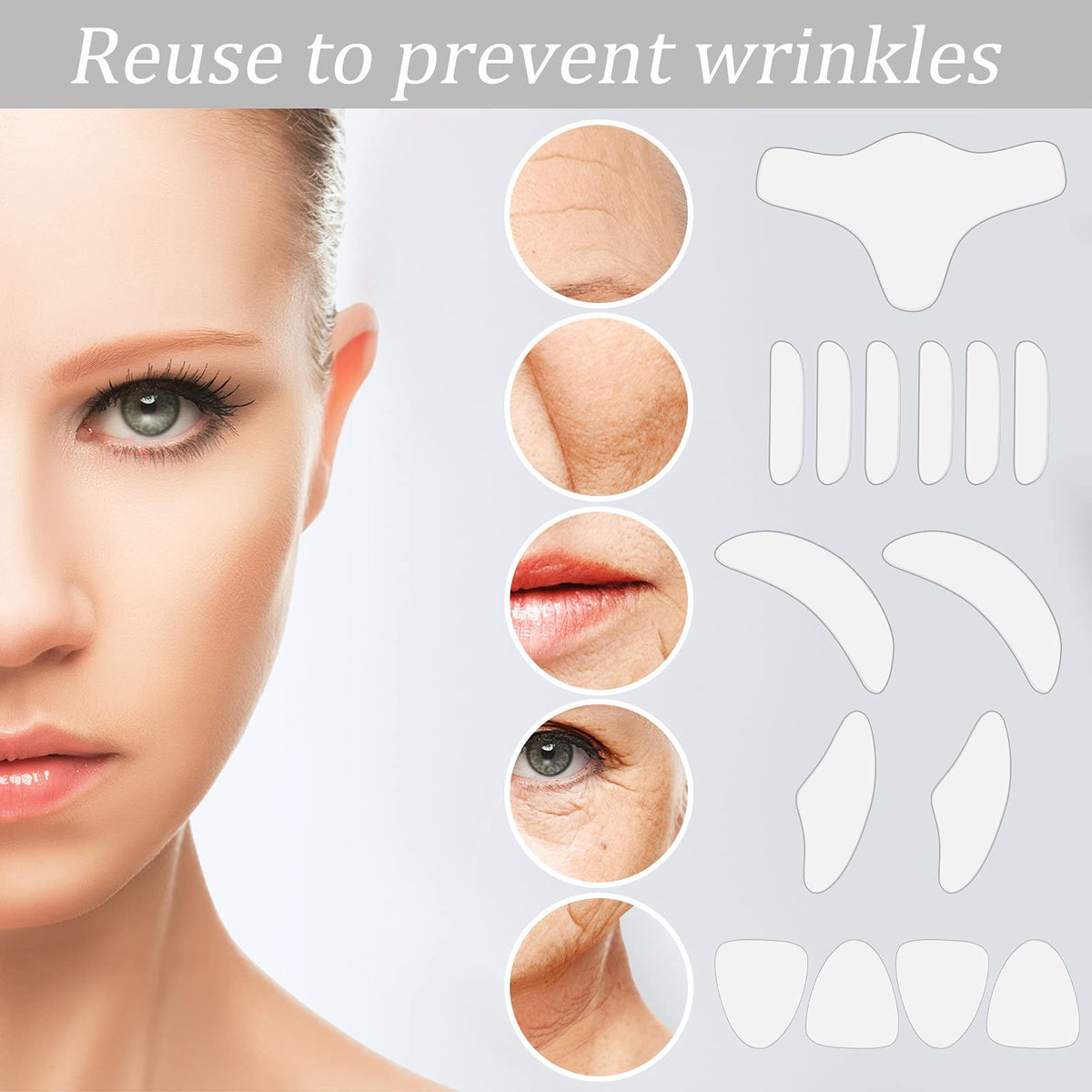 Silicone Face Patches Set - Reusable Soft Skin Care Stickers, 16 Pieces