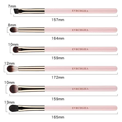 Eye Makeup Brush Set - 6 Pcs Professional Blending Brushes for Eyeshadow, Vegan Wool, Wood Handle
