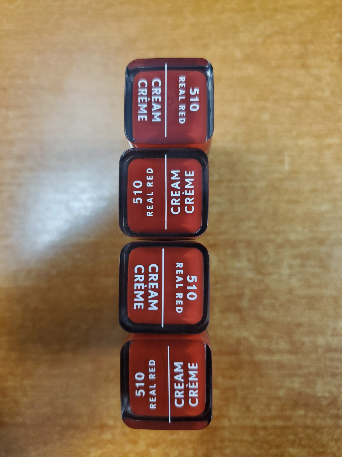 4 Pack Long-Lasting Creme Lipstick #510 Real Red - Hydrating Gloss Finish