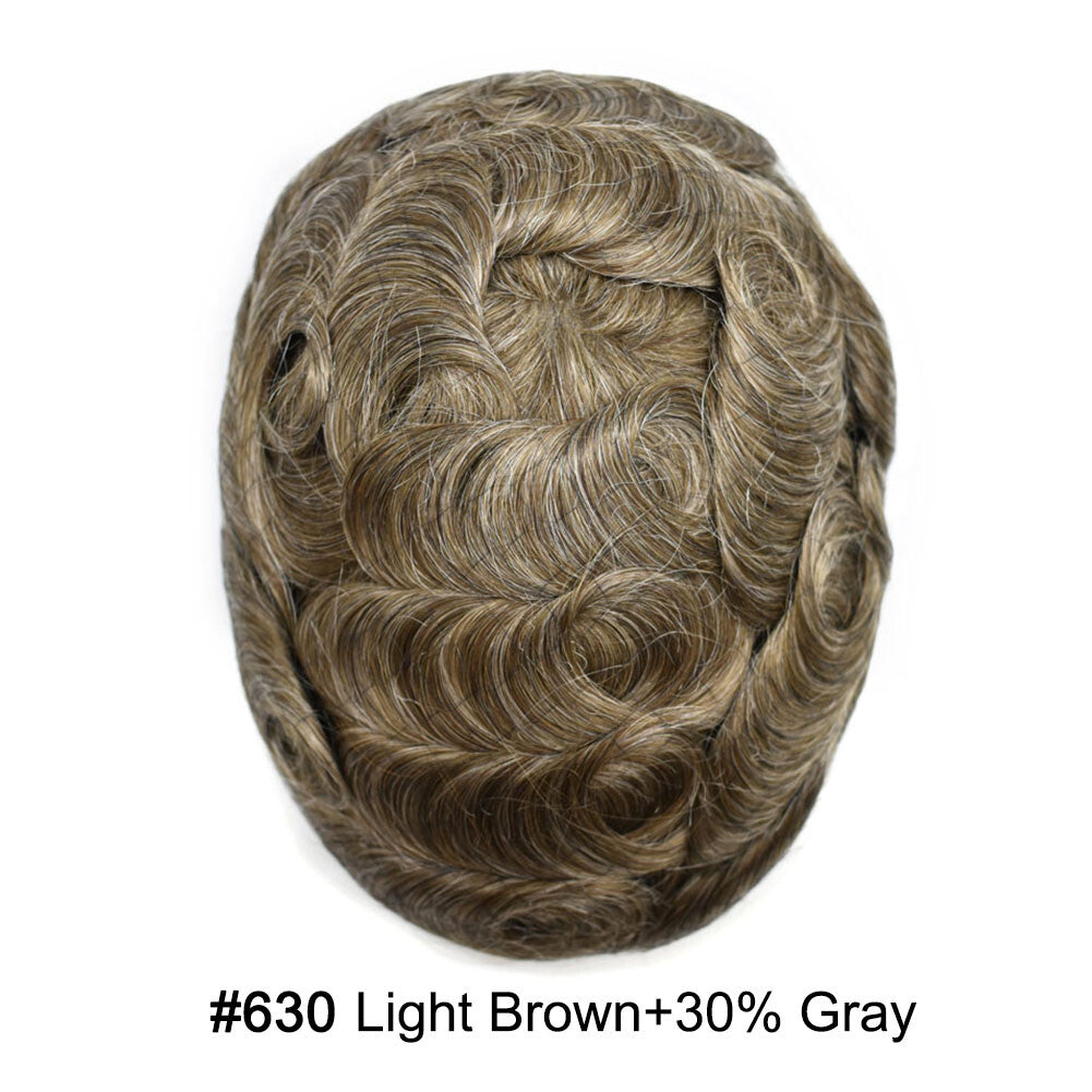Men's Ultra Thin Skin Hair Replacement Toupee with Human Hair - All Colors & Sizes