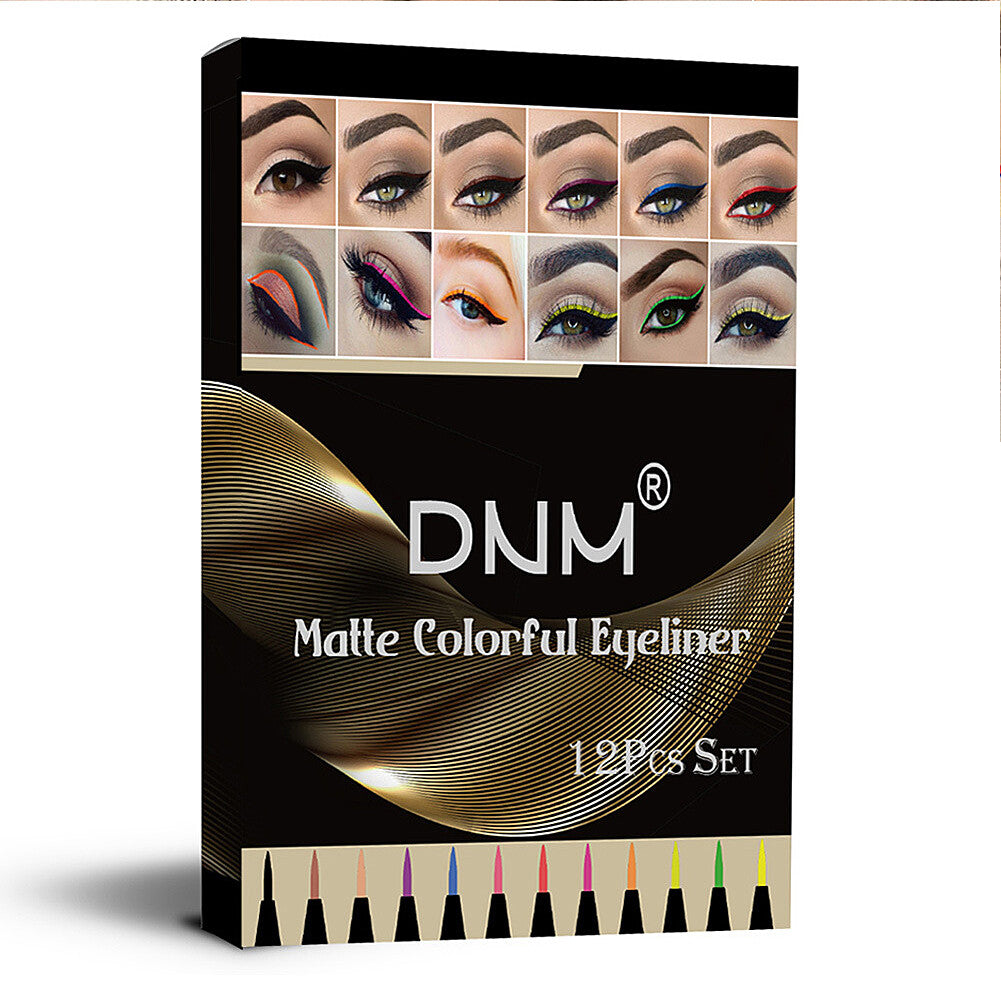 12 Colors Liquid Eyeliner Pen Set Waterproof Smudge-Proof Matte Makeup