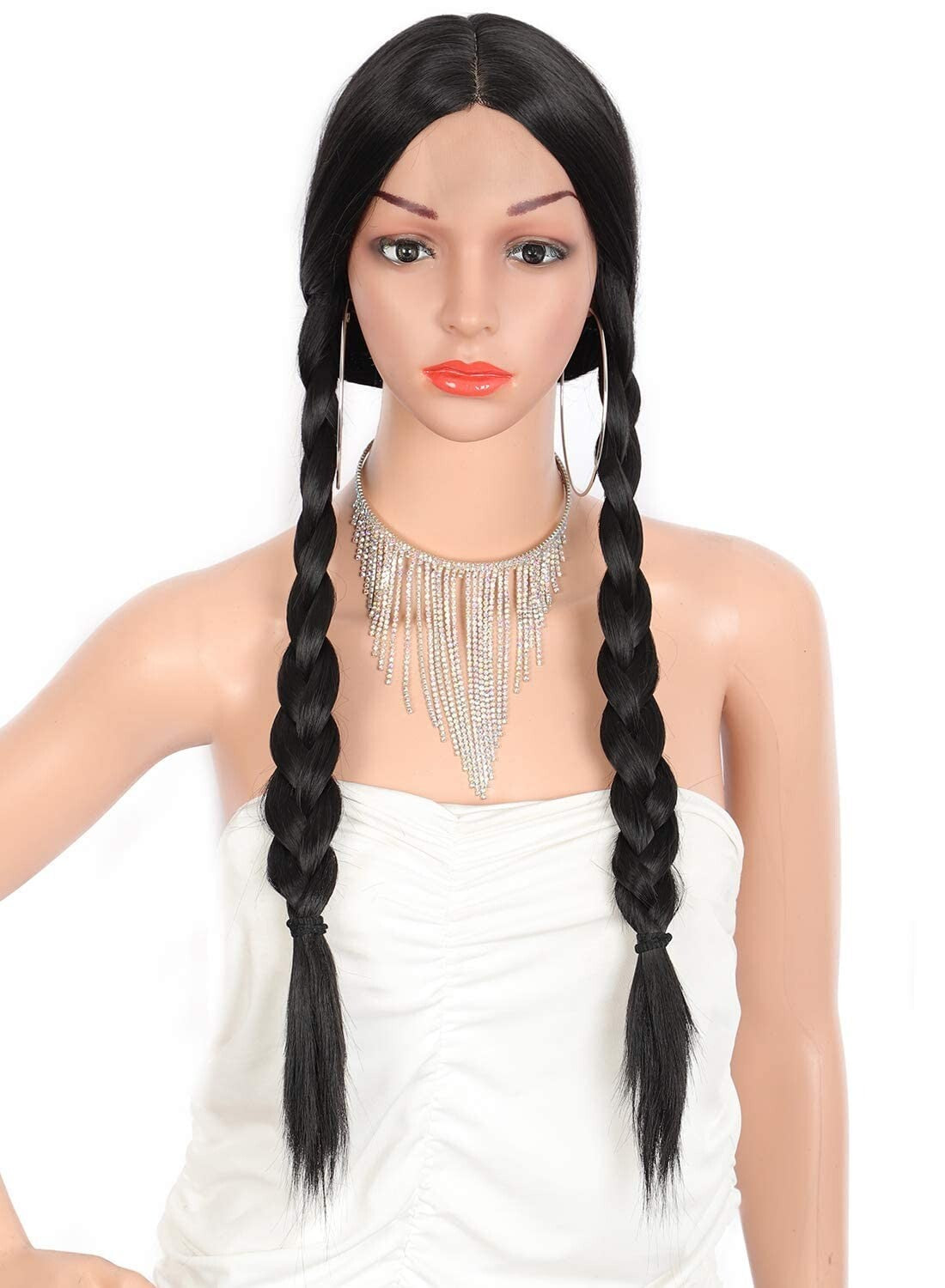 Long Straight Black Synthetic Wigs for Women Halloween Cosplay - 26 Inch