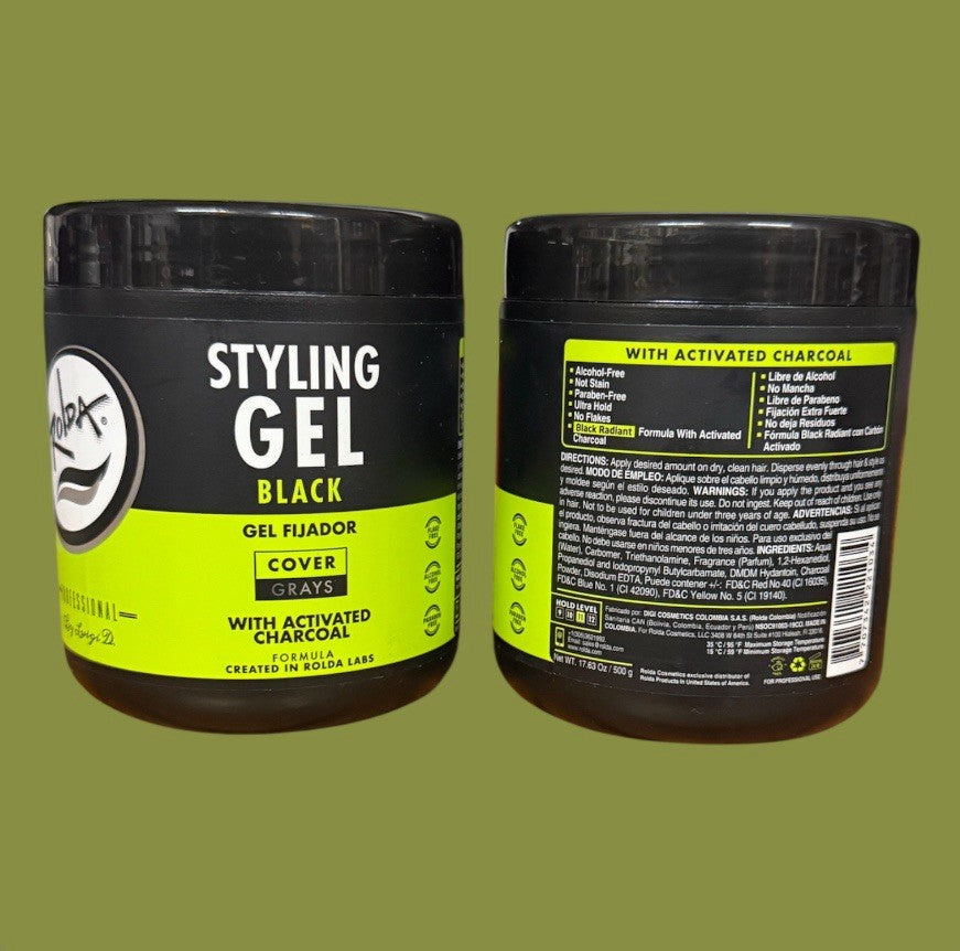 Black Radiant Styling Gel with Activated Charcoal Alcohol-Free 500g - Hair Care