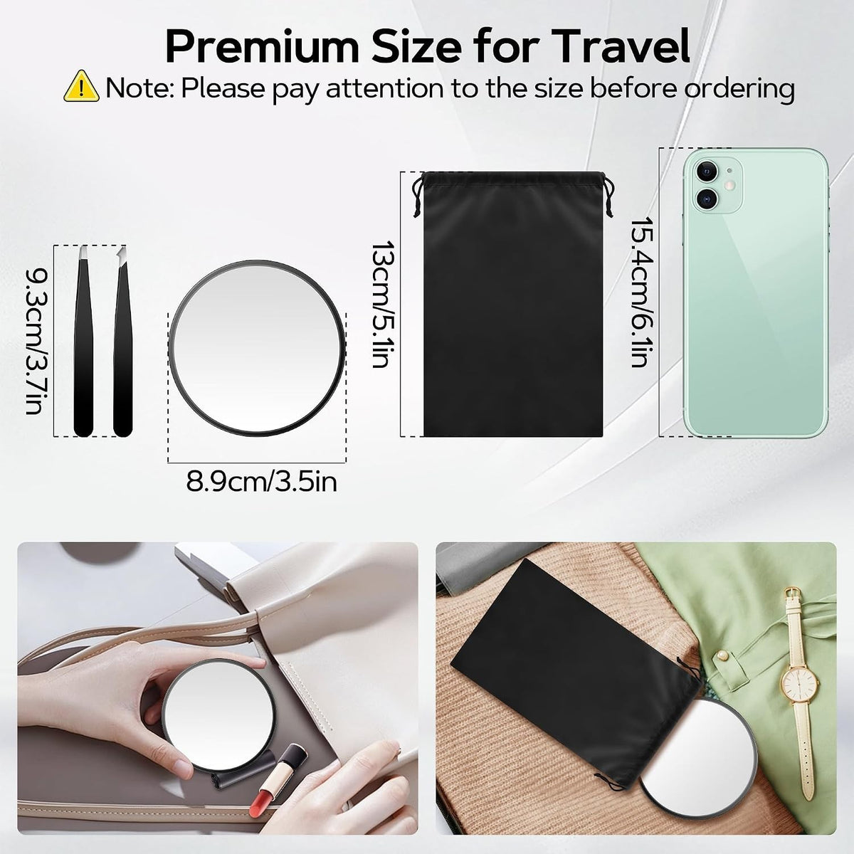Magnifying Makeup Mirror 20X/30X/40X with Suction Cup - Portable Compact Mirror for Skincare & Eyelash Plucking