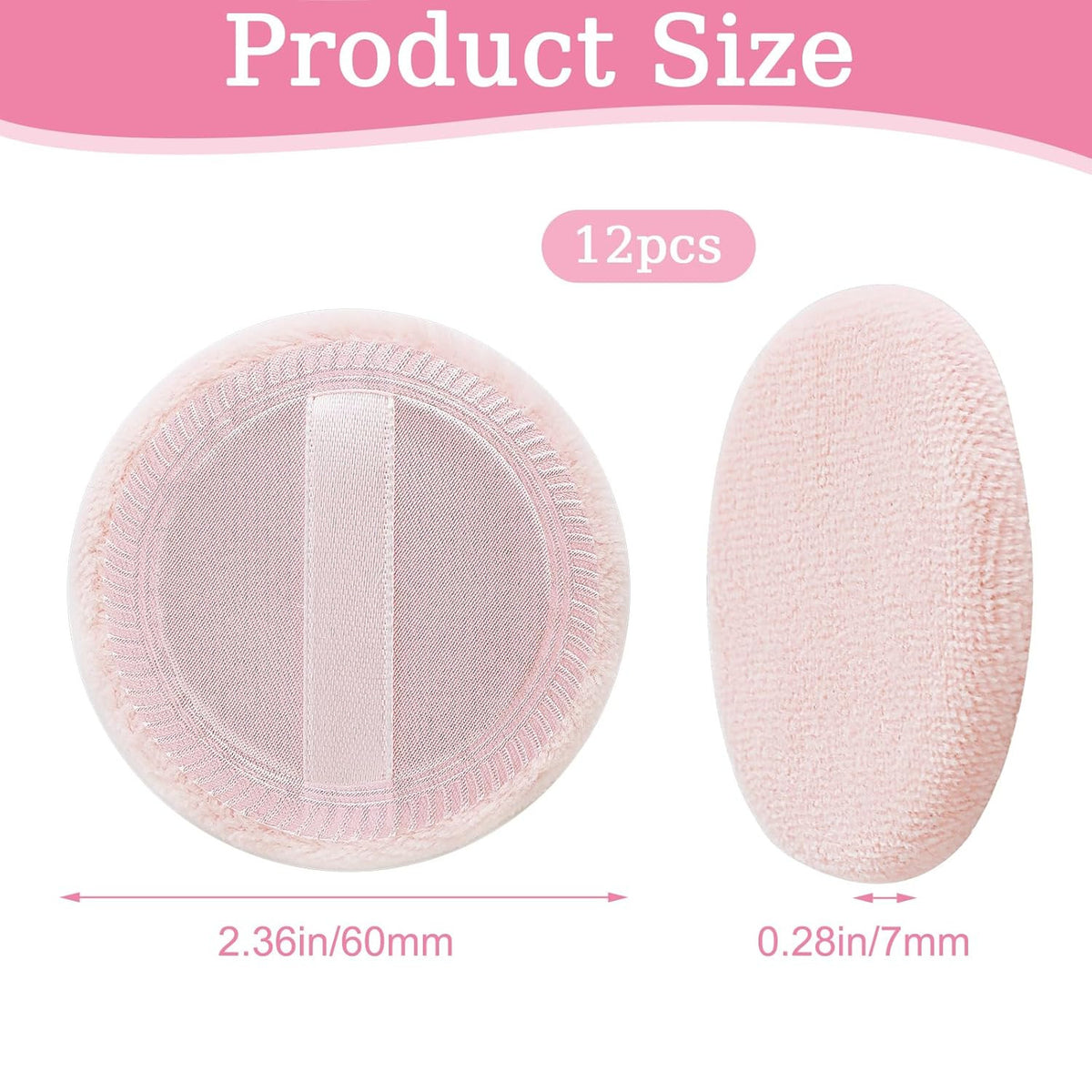 12 Pcs Makeup Powder Puffs - Cotton Velour Face Sponges for Foundation & Setting