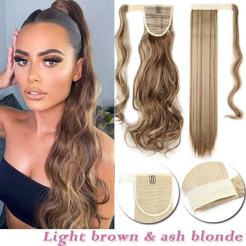 Clip-In Thick Hair Ponytail Extension - Real Human Hair, Various Lengths & Colors