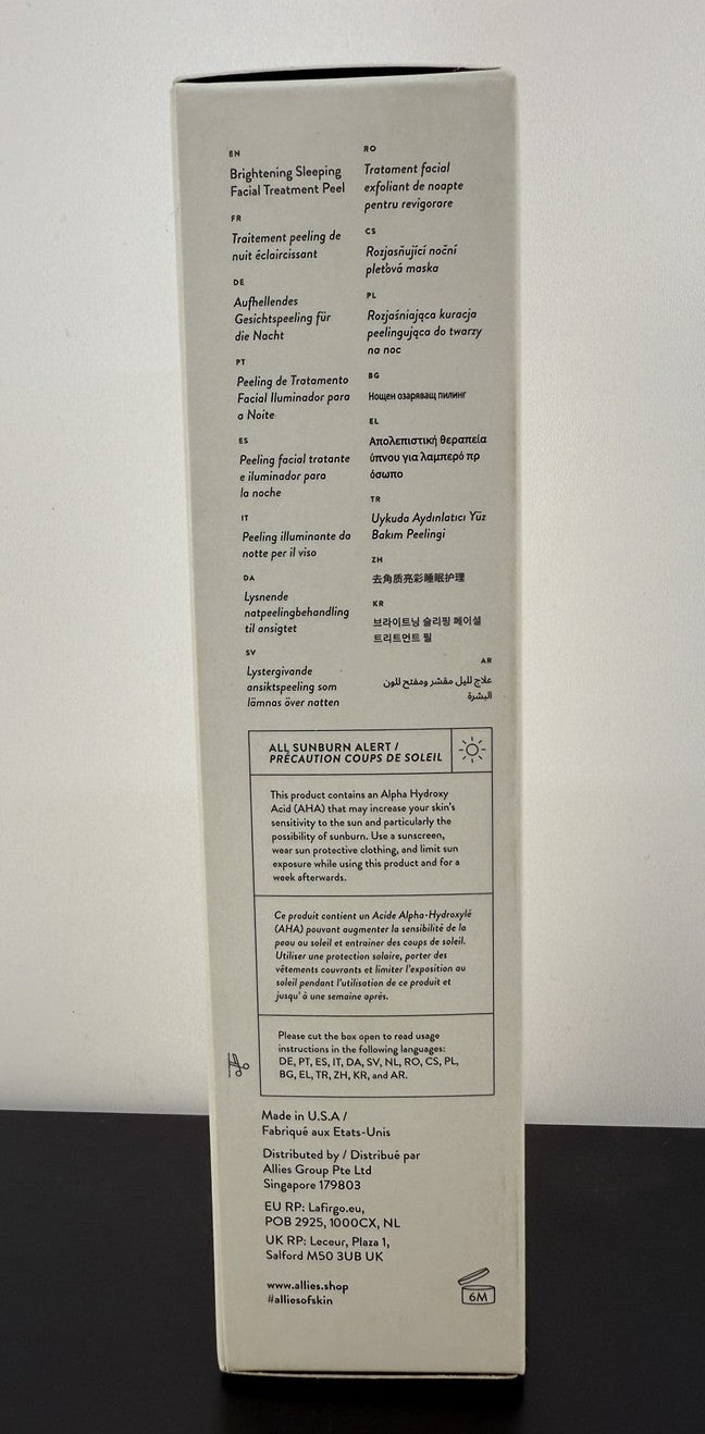 Allies of Skin Multi Acids & Retinoid Sleeping Facial 1.7 oz Brightening & Exfoliating Night Treatment