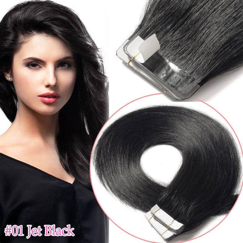 Seamless Thick Tape-In Human Hair Extensions Full Head - Remy Hair, Skin Weft