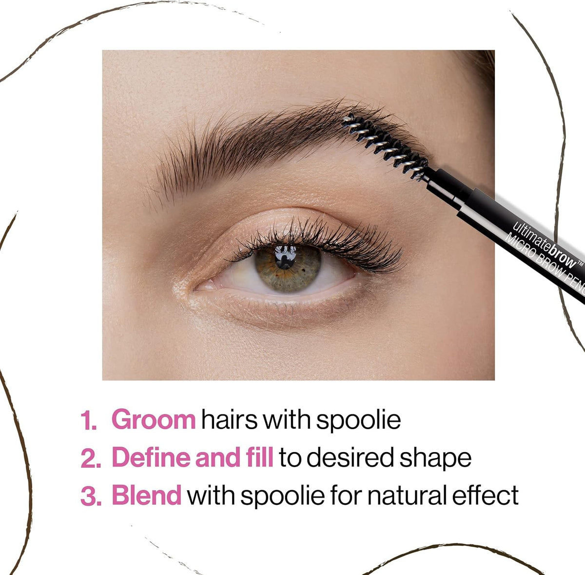 Micro Brow Eyebrow Pencil - Retractable Fine Tip with Spoolie - Soft Brown