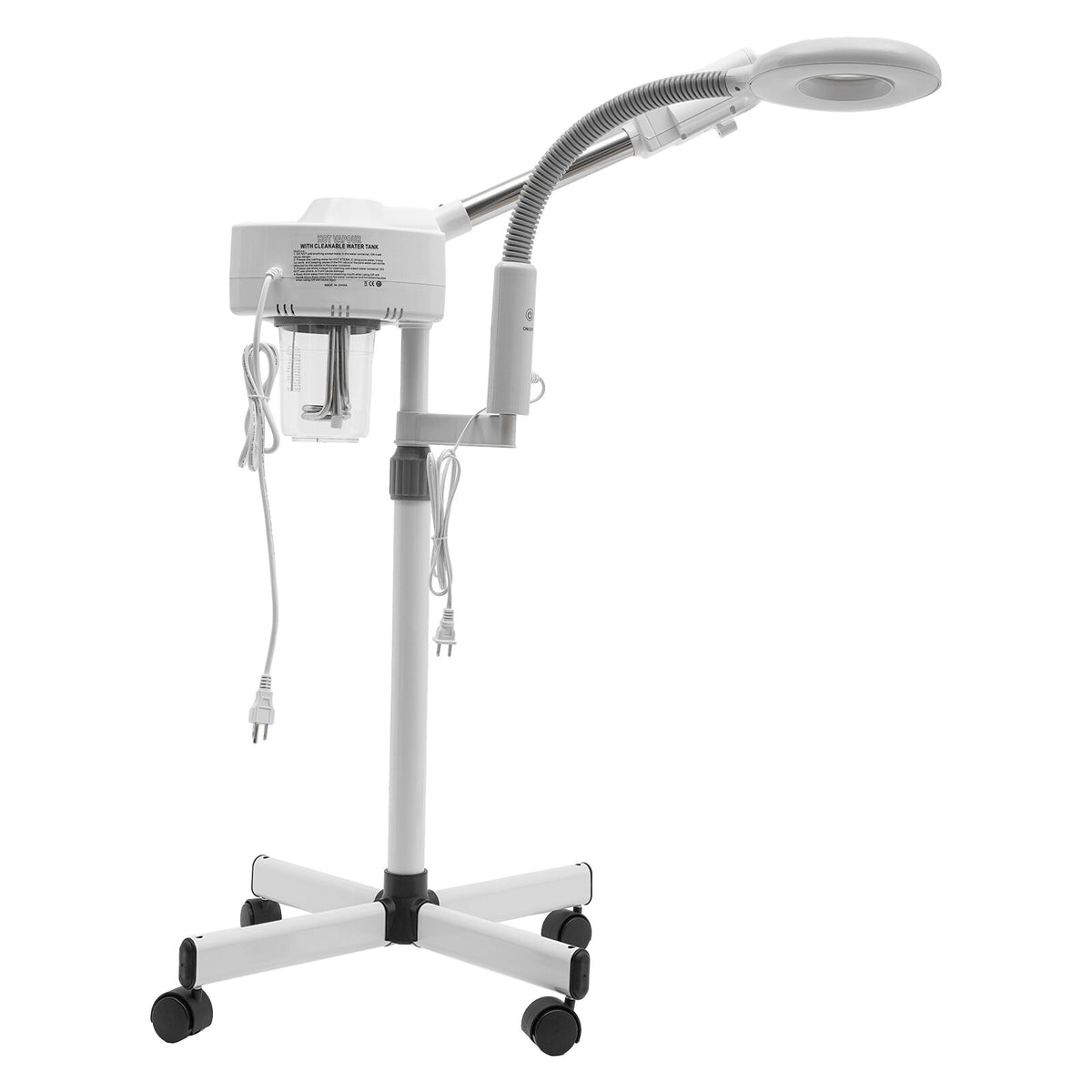 2IN1 Hot Facial Steamer 5X LED Magnifying Lamp Ozone Salon Spa Skin