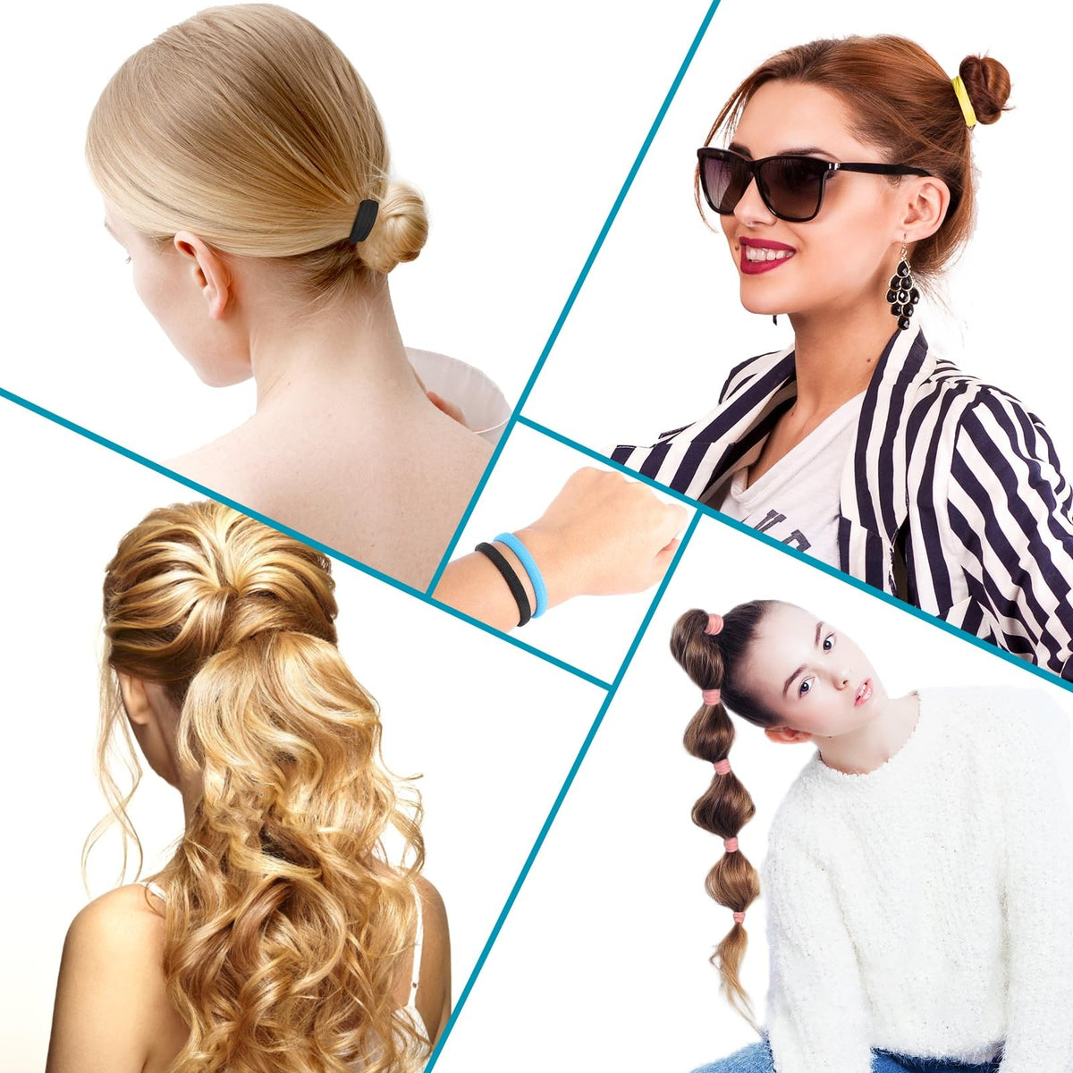 120PCS Black Hair Ties for Women Girls, Elastic Bands Ponytail