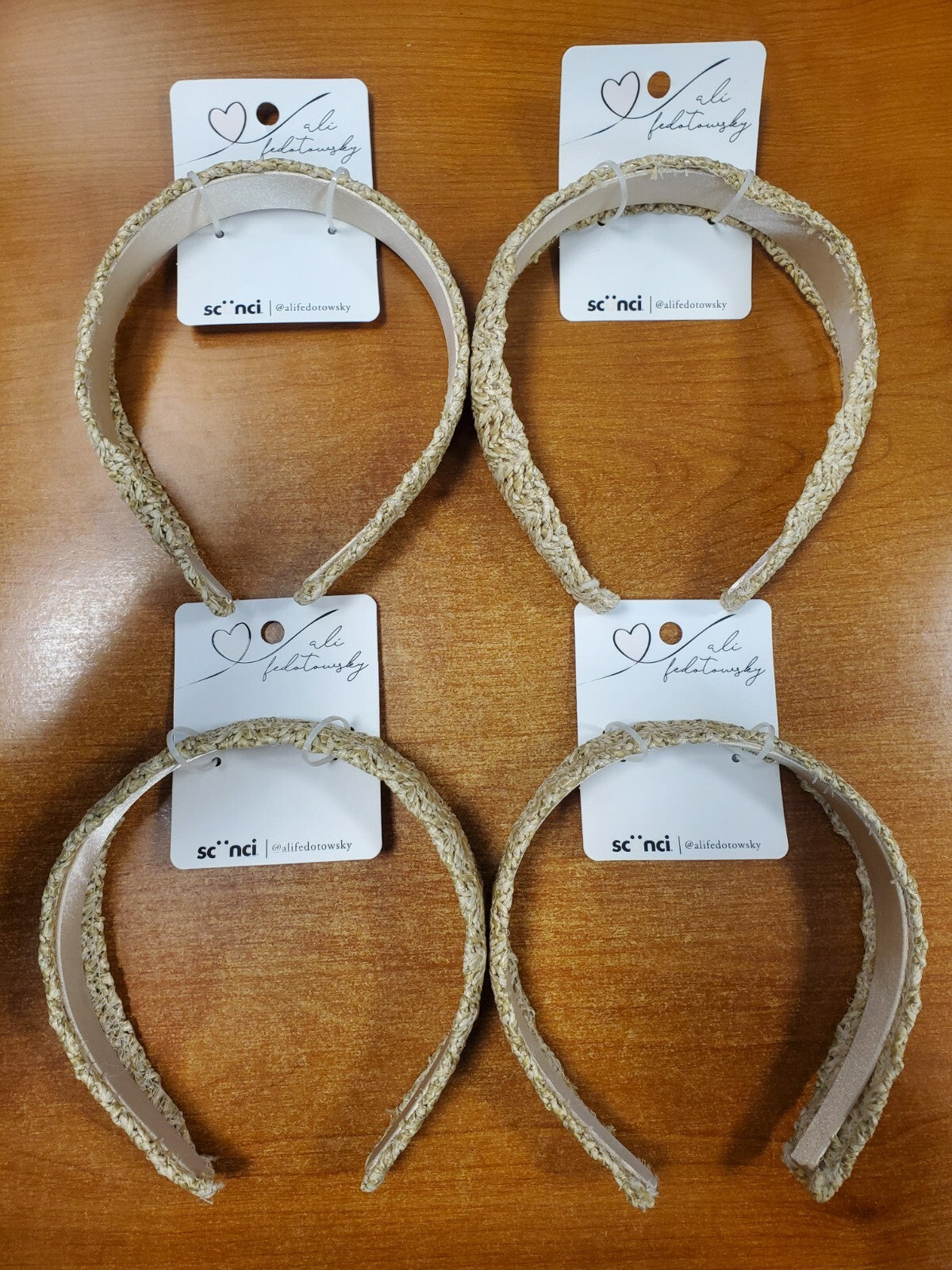 4 Pack: Scünci Ali Fedotowsky Bohemian Khaki Straw Headband
