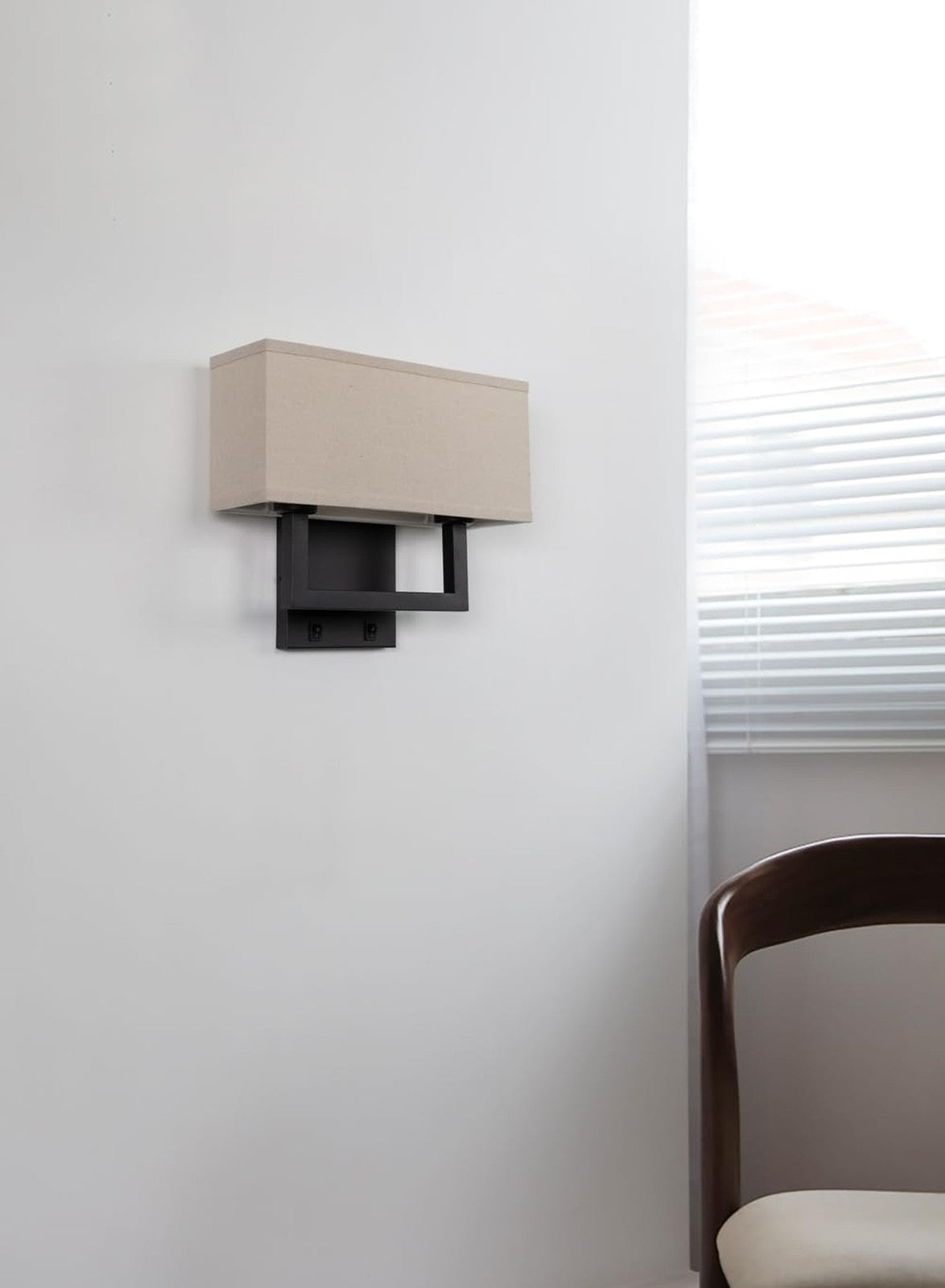 2-Light Linen Fabric Wall Sconce with On/Off Switch - Black Finish