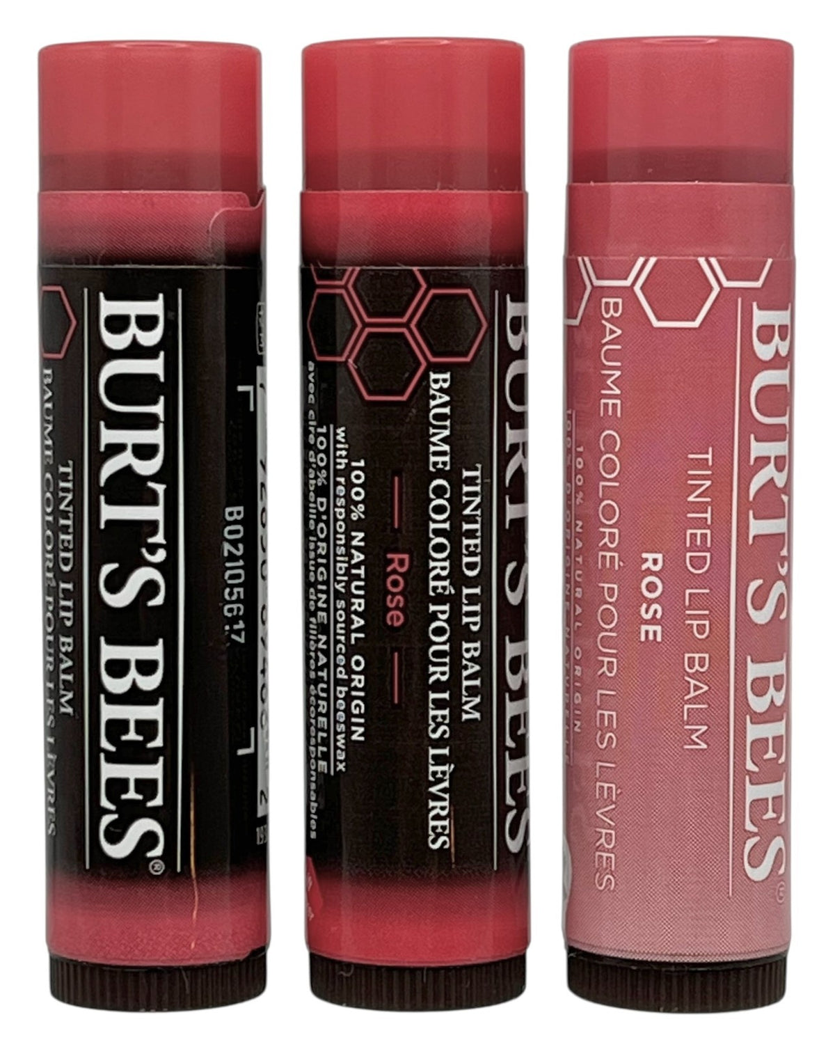 3 Pack Burt's Bees Tinted Lip Balm Set - All Natural, Hydrating & Nourishing