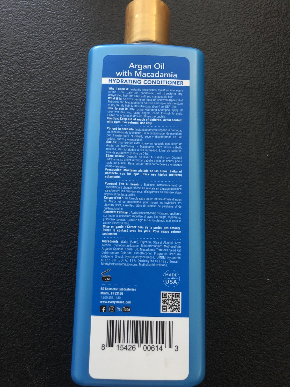 Hydrating Hair Conditioner with Argan & Macadamia Oil - All Hair Types 13.5 oz