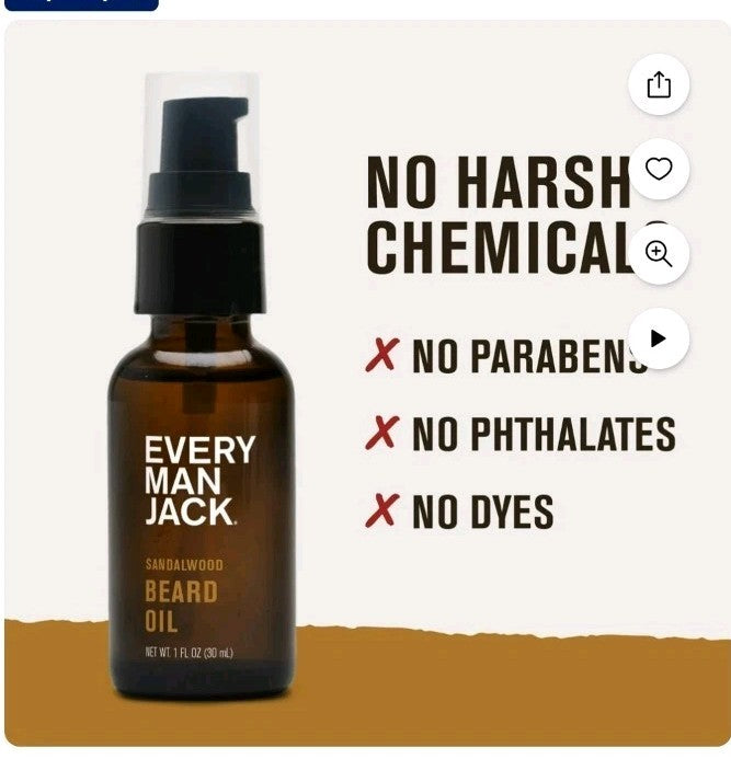 Beard Oil with Shea Butter and Sandalwood for Men - Hydrating 1 oz