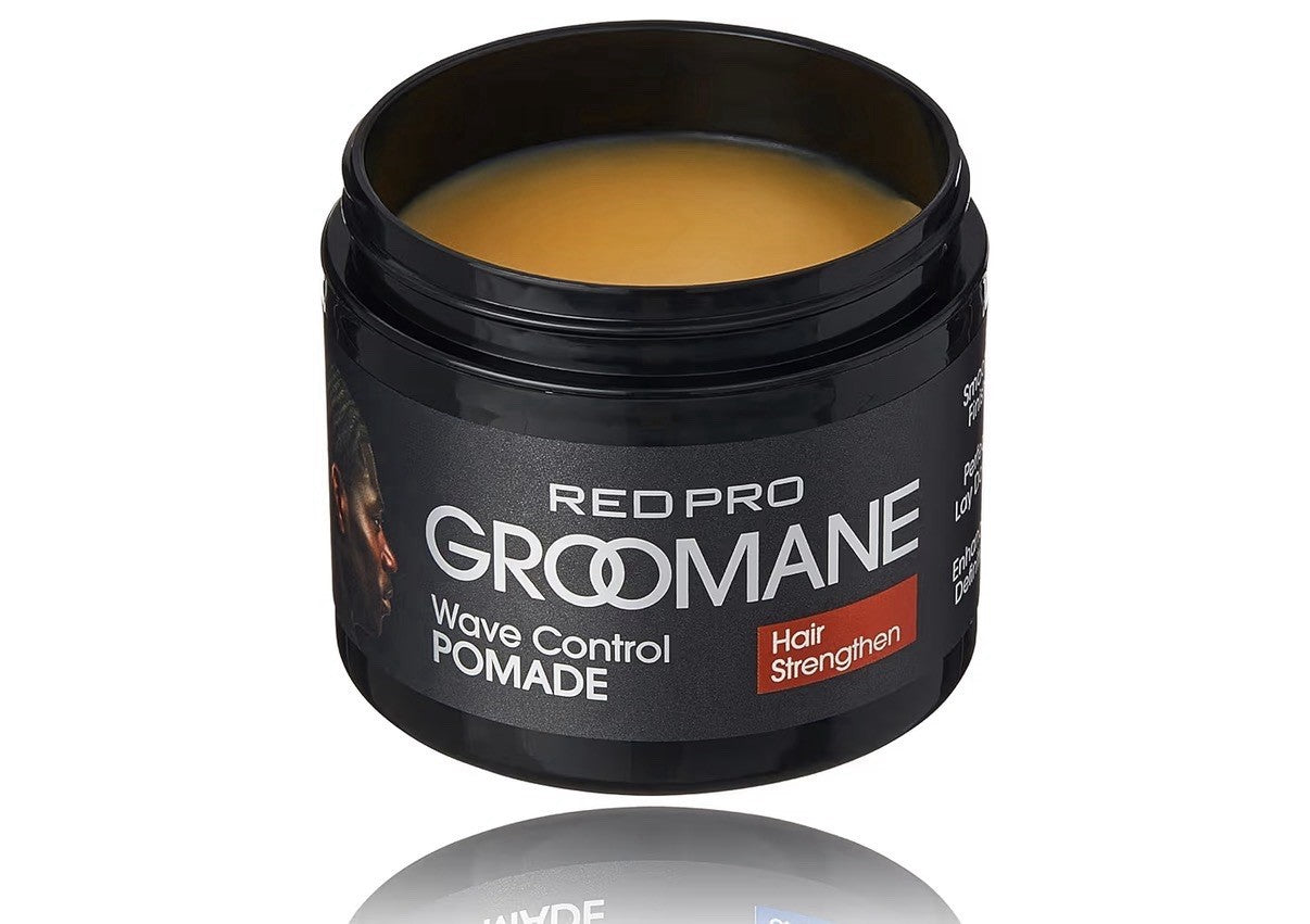 Red Pro Groomane Wave Control Pomade - Hair Strengthening Biotin Rosemary 3 Oz