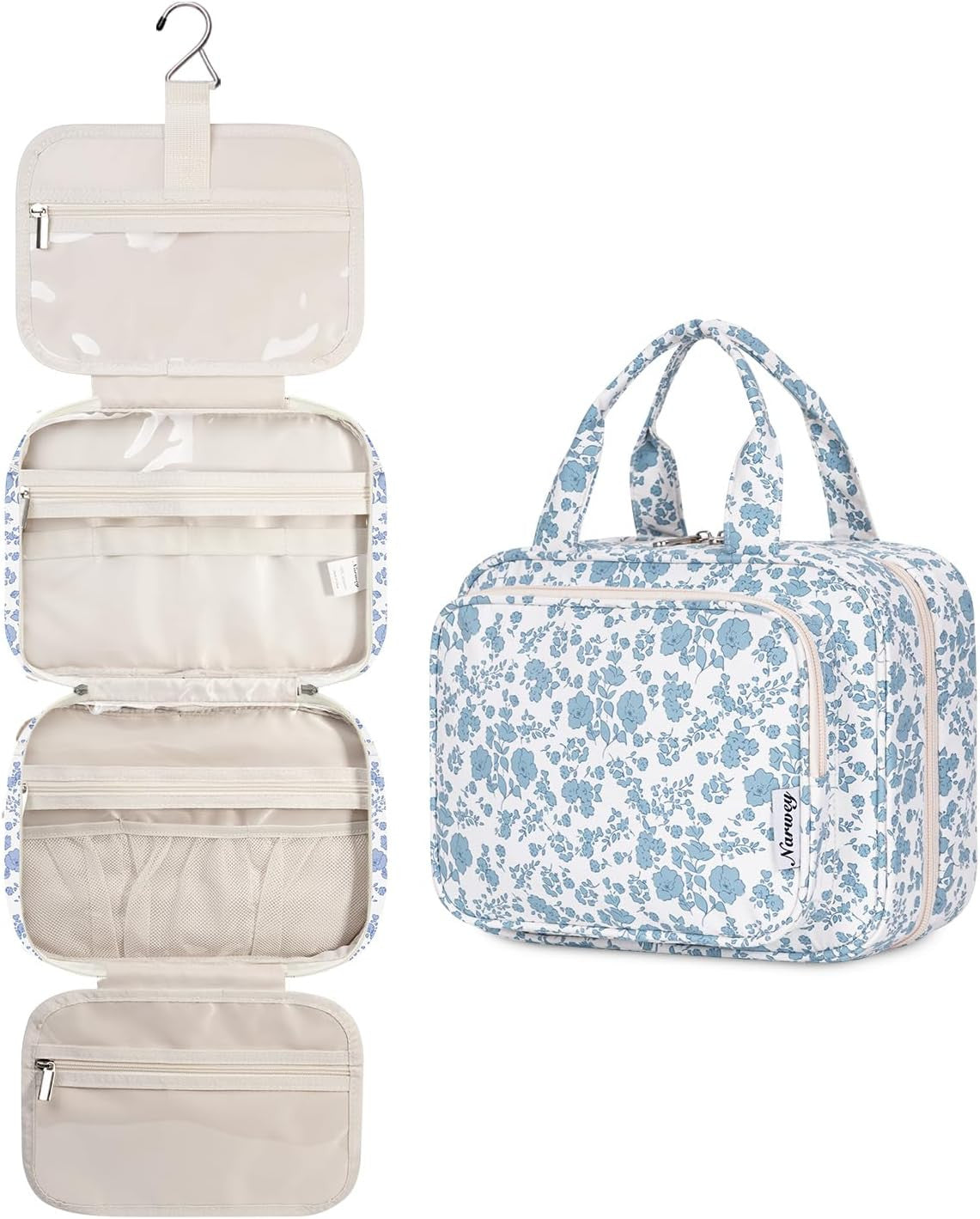 Hanging Floral Travel Toiletry Bag Organizer for Women