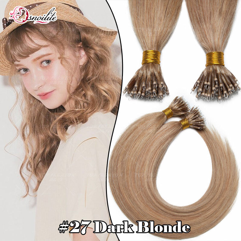 Human Remy Hair Extensions Micro Loop Nano Ring Full Head Salon Use