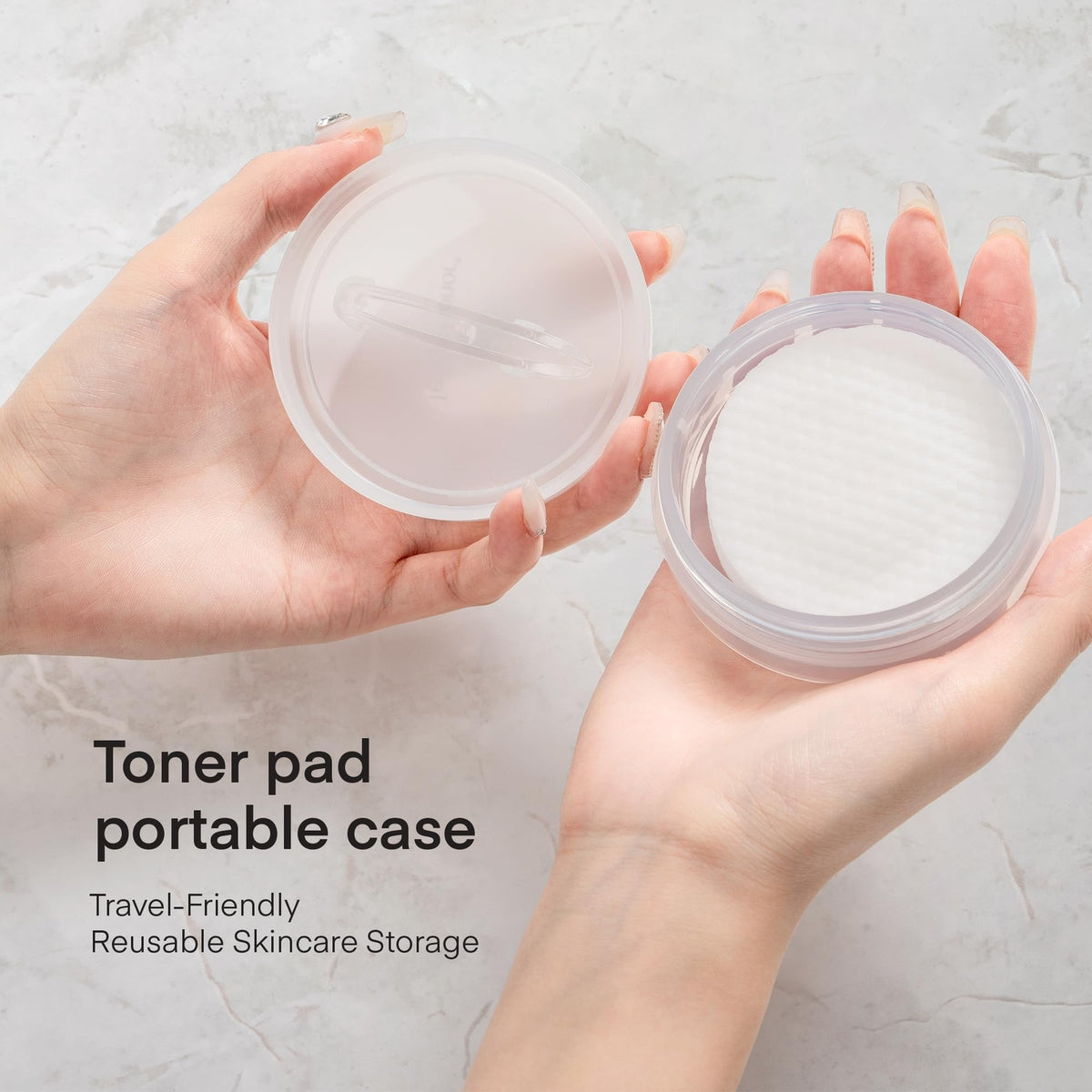 Travel Reusable Skincare Container for Toner Pads & Eye Patches - Leak Proof & Compact