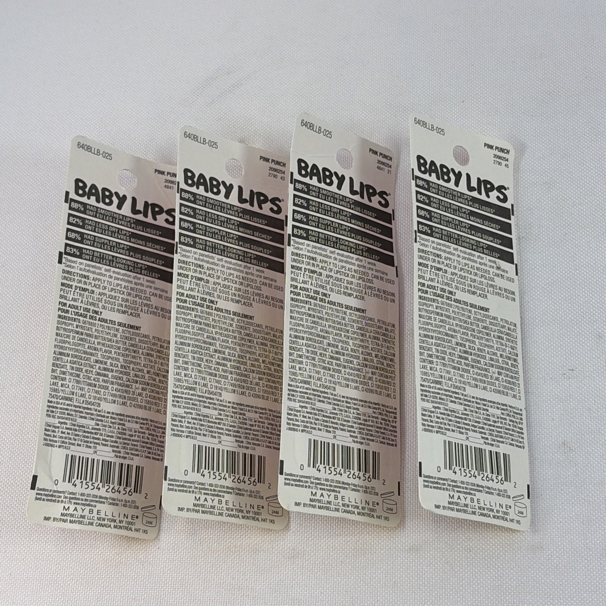 Maybelline Baby Lips Moisturizing Lip Balm Set of 4 Pink Punch #25 Flavored