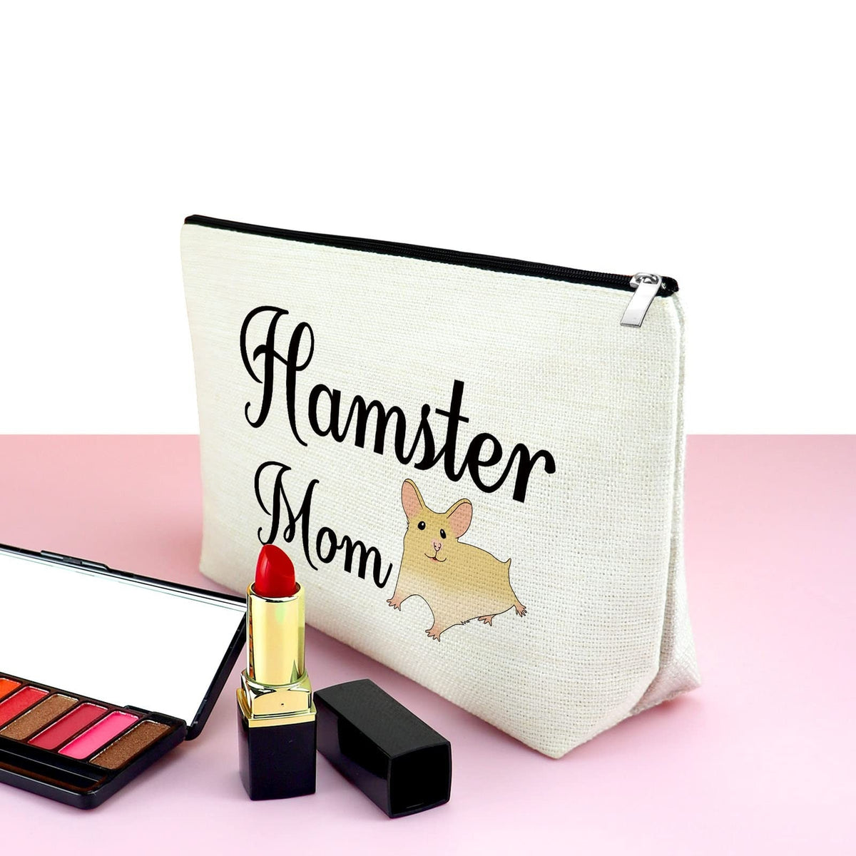 Hamster Mom Cosmetic Bag - Hamster Lover Gift Travel Makeup Pouch