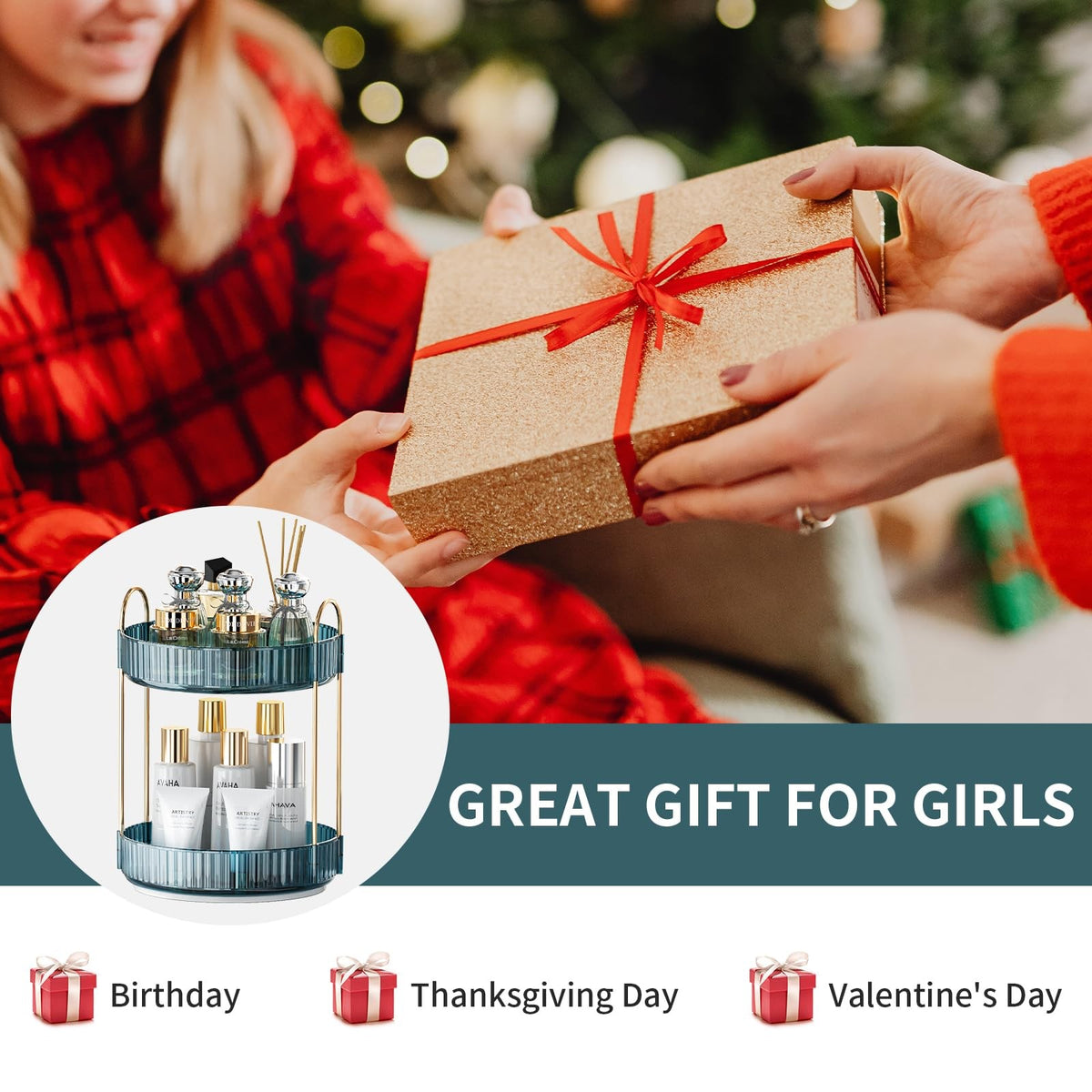 360° Rotating Makeup Organizer with Large Capacity and Space Saving Design