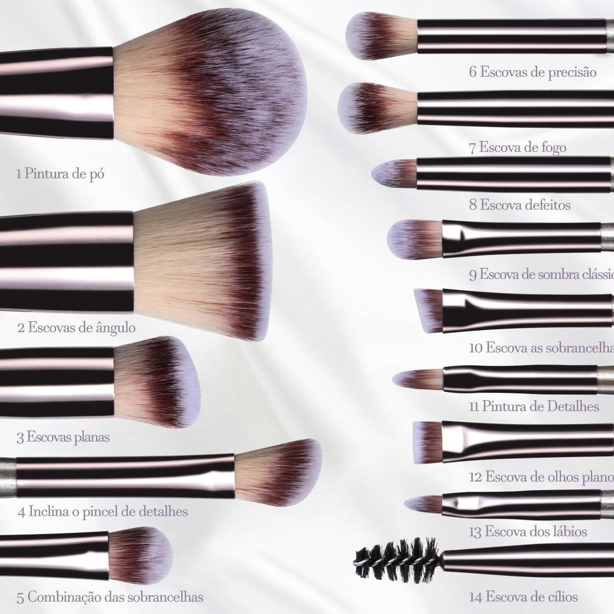 Travel Makeup Brush Set 14 Pcs with Sponge – BS-MALL Champagne
