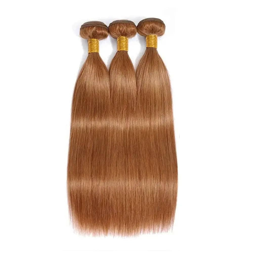 Light Brown Human Hair Bundles - 16, 18, 20 Inch Straight Hair Extensions