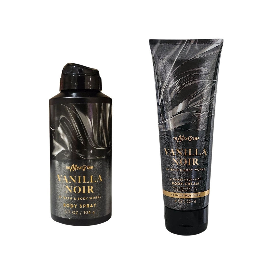 2 Brand New Bath & Body Works Vanilla Noir Men's Cream 8 oz + Spray