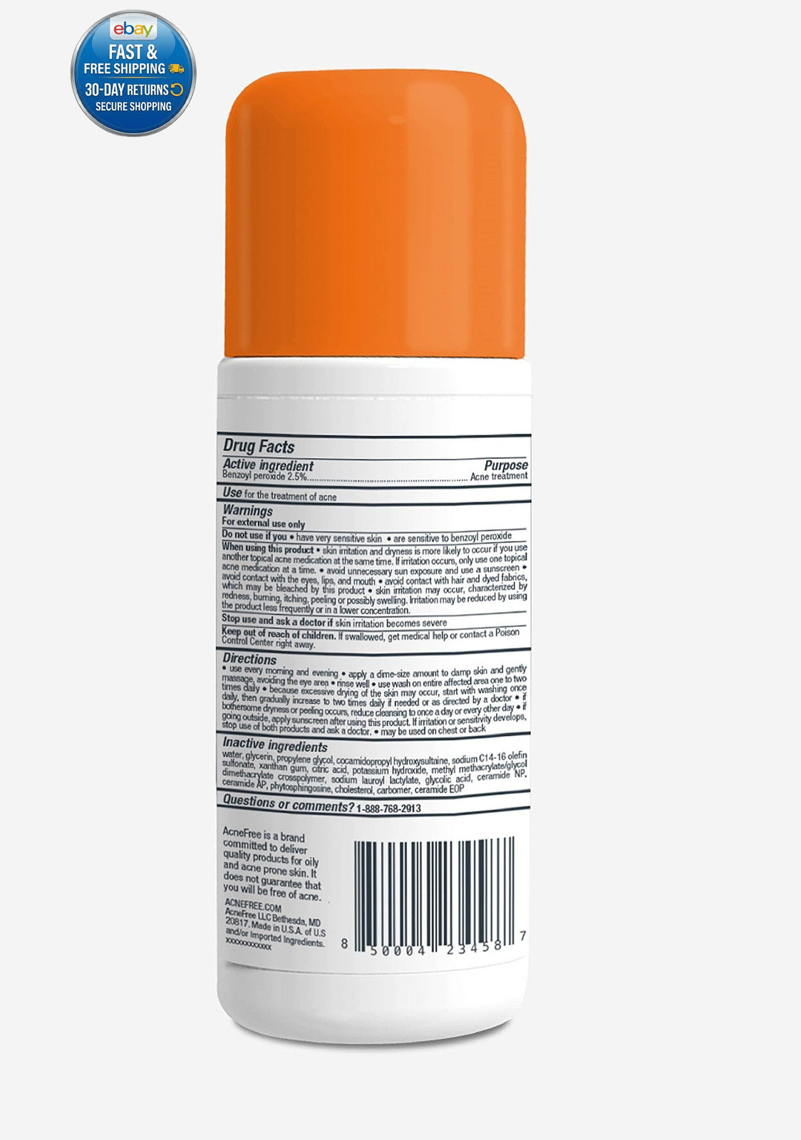 Oil-Free Acne Cleanser with Benzoyl Peroxide & Glycolic Acid - 8 Fl Oz