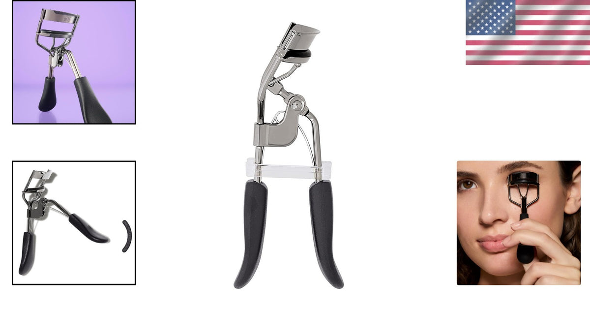 Silver Pro Eyelash Curler with Extra Rubber Pad - Long Lasting Curl, Cruelty-Free
