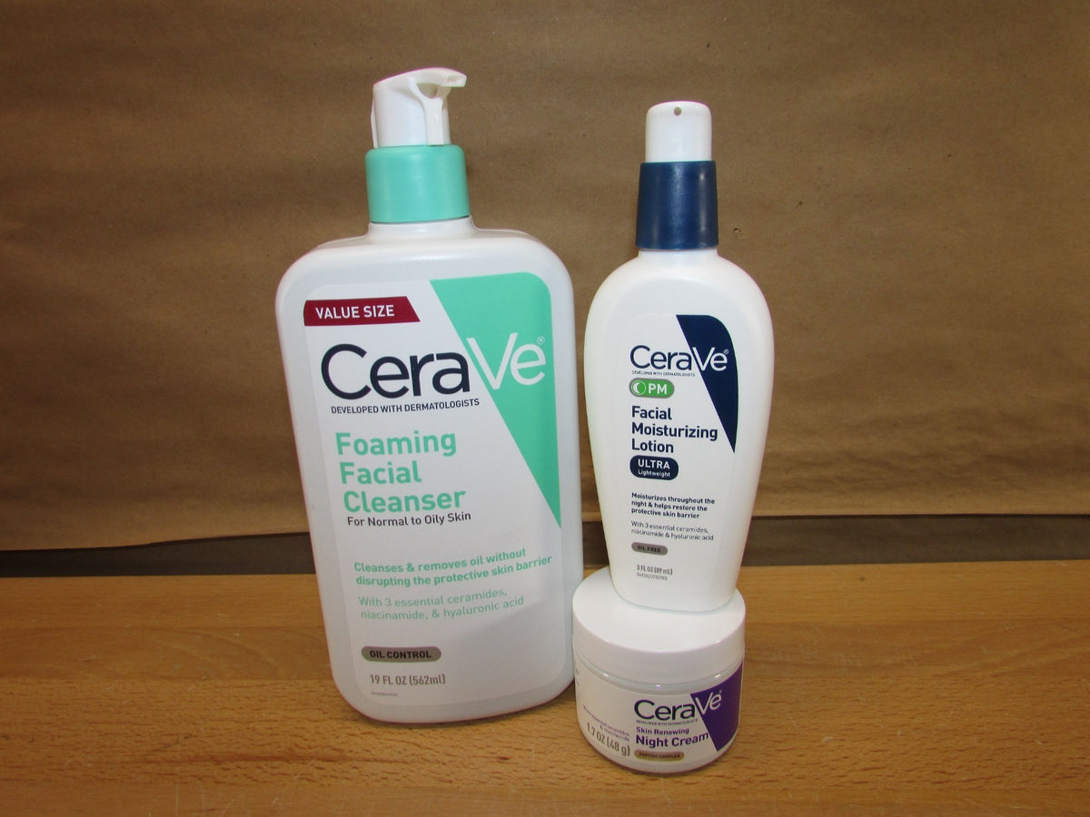 CeraVe Skincare Bundle - Facial Cleanser, Moisturizer & Night Cream Set