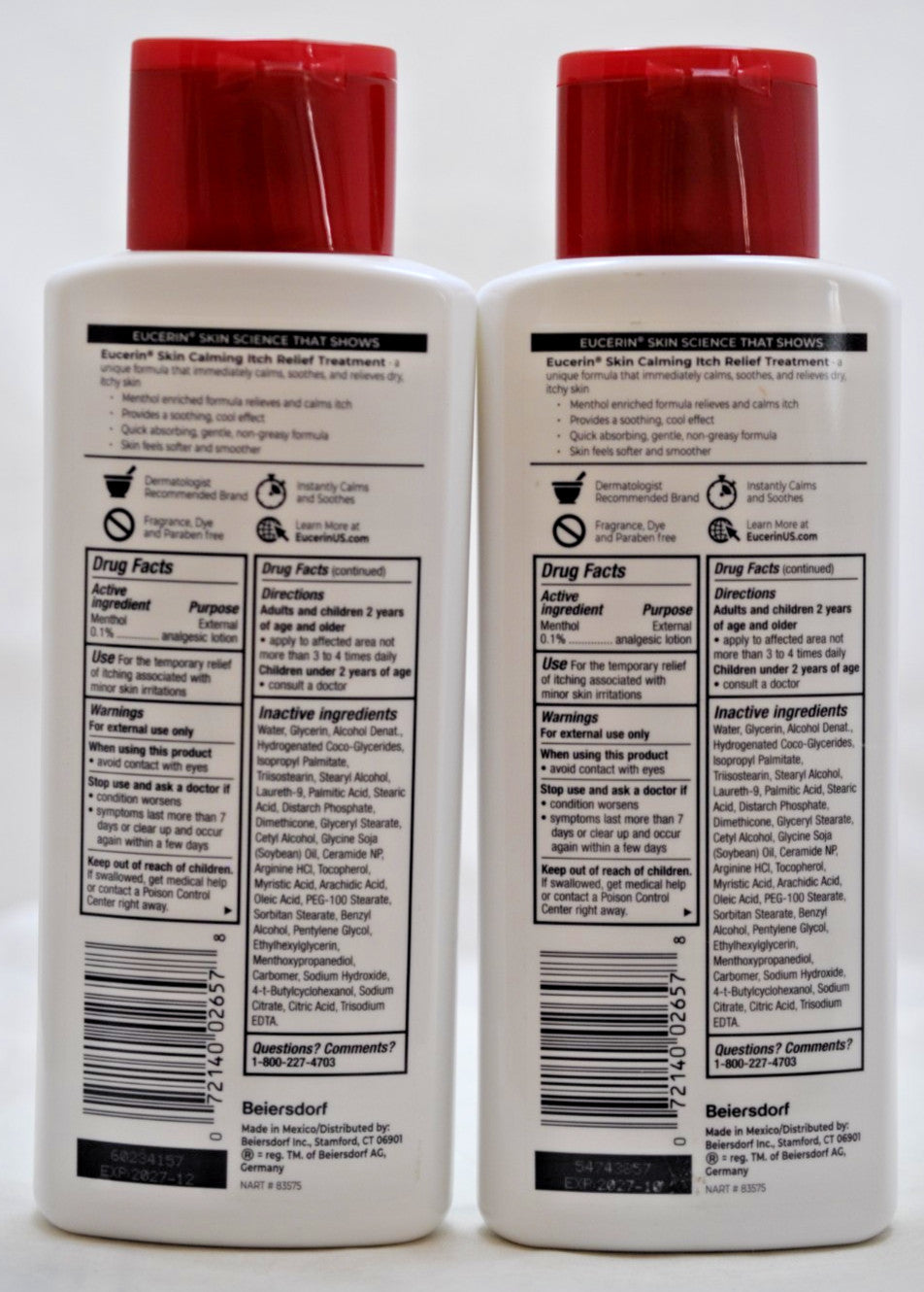 Eucerin Skin Calming Itch Relief Lotion 8.4 oz (Pack of 2)