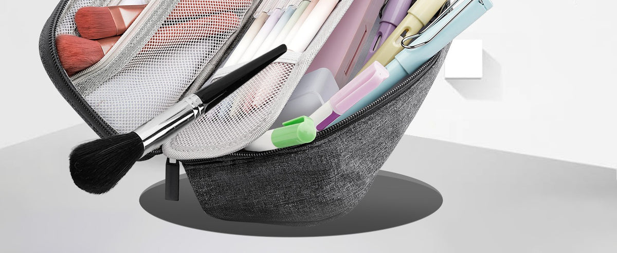 Large Capacity Pencil Case with 5 Compartments - Storage Organizer for Stationery & Makeup