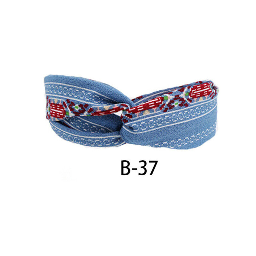 Multicolor Boho Floral Twist Knot Headband - Elastic Hair Wrap Turban