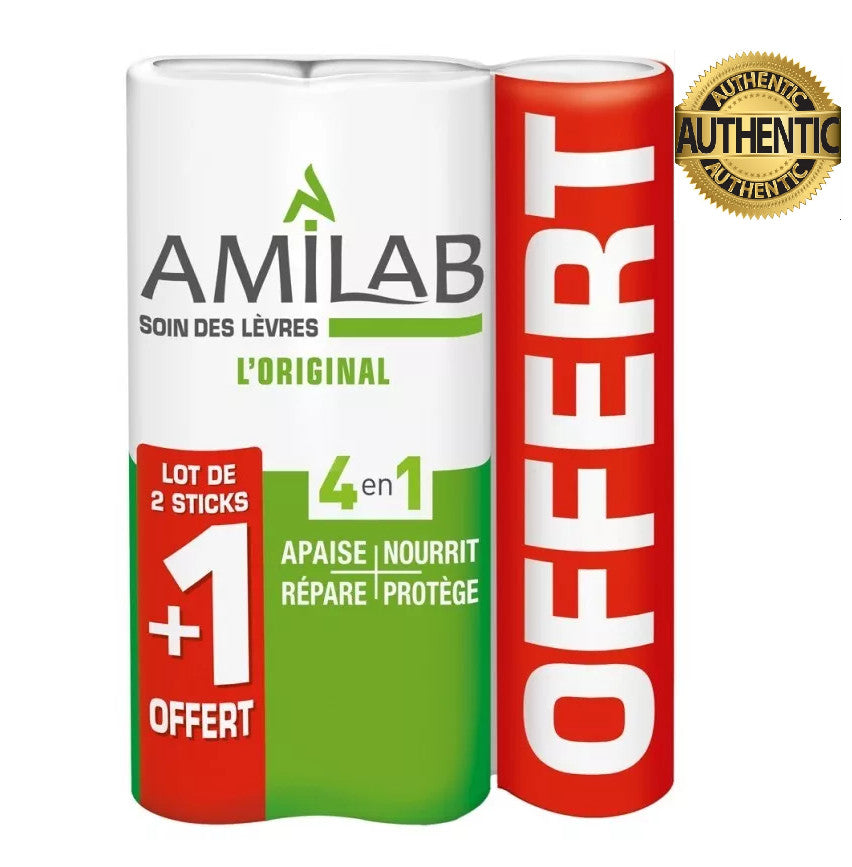 Lip Balm Stick 3-Pack 4.7g from France - Soothes, Nourishes & Repairs
