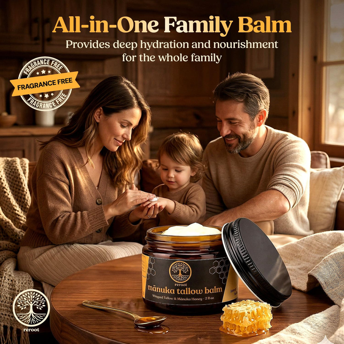 Manuka Honey Beef Tallow Face Balm - Natural Moisturizer for All Skin Types