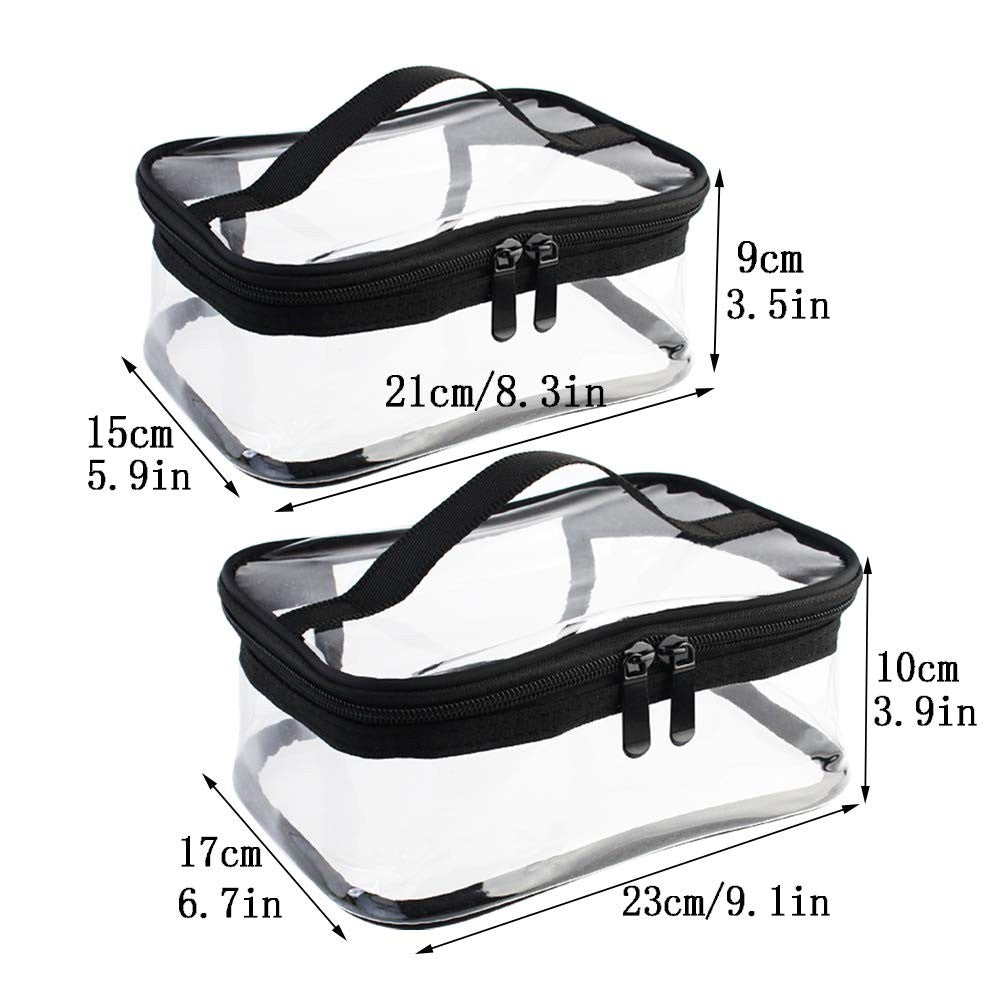Clear Waterproof Makeup Bag Set with Zipper - Portable Cosmetic Organizer