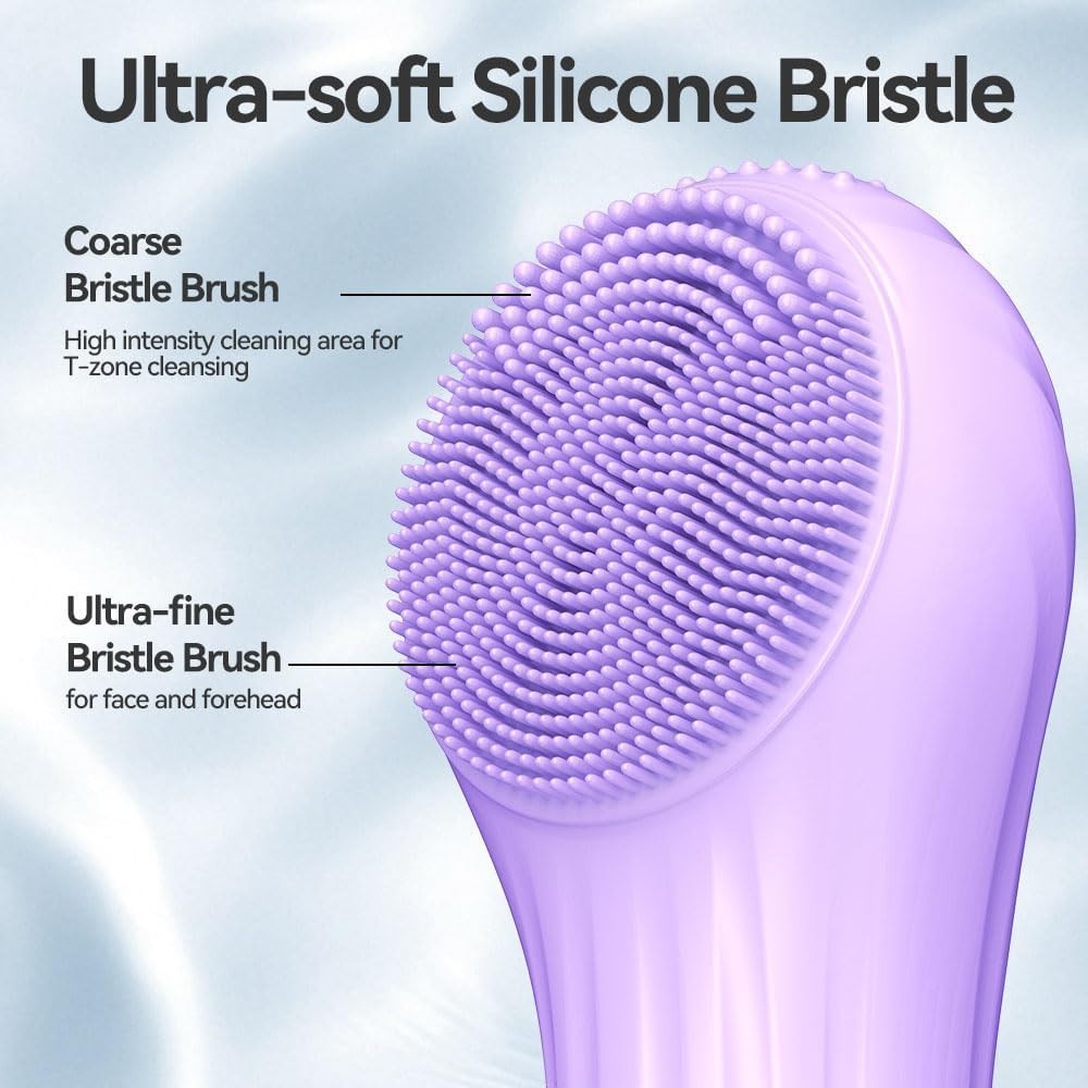 Electric Silicone Facial Cleansing Brush with Heating & Vibration – Waterproof Skin Care Tool