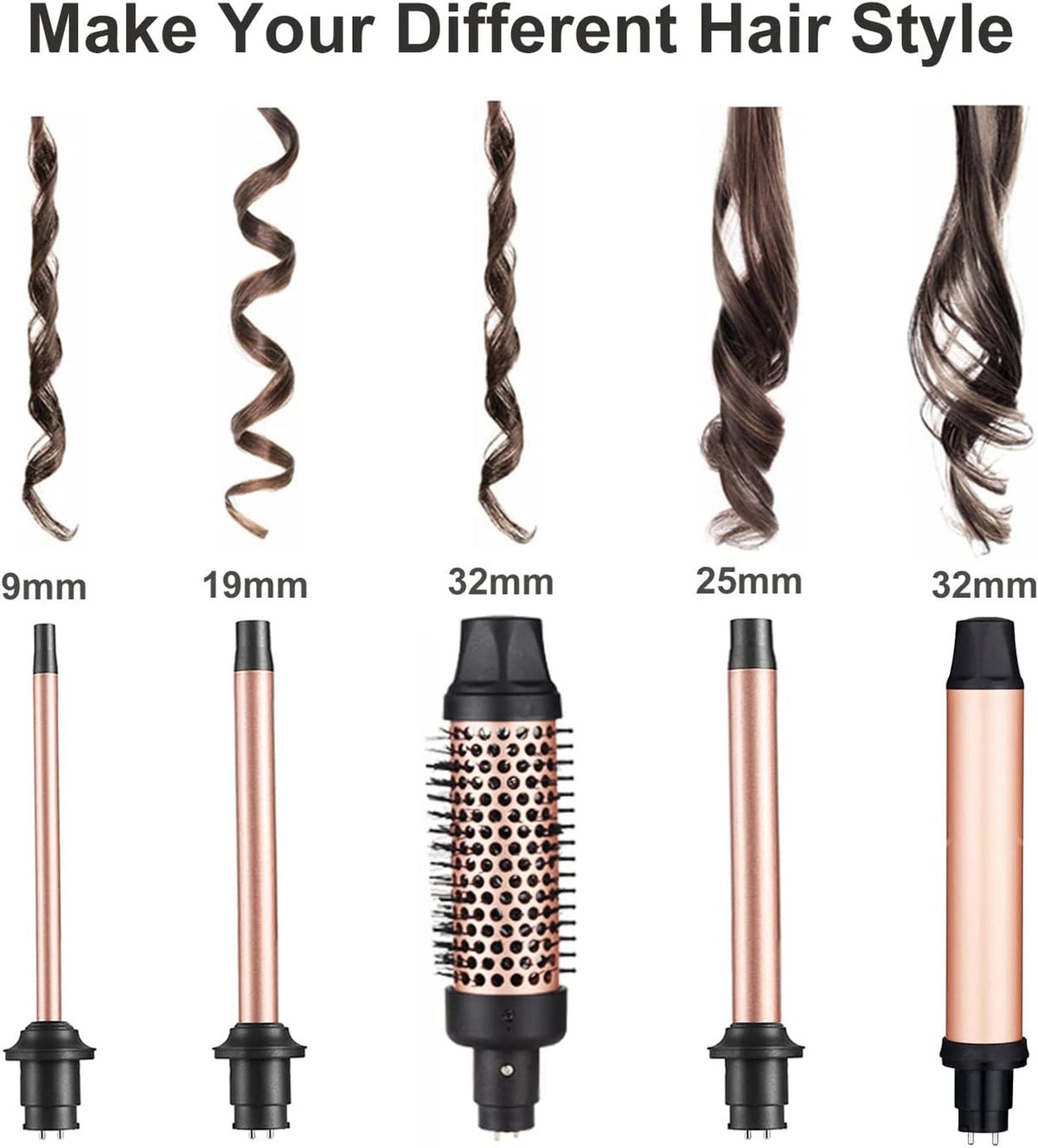 5-in-1 Curling Iron Set with Interchangeable Ceramic Barrels | Dual Voltage
