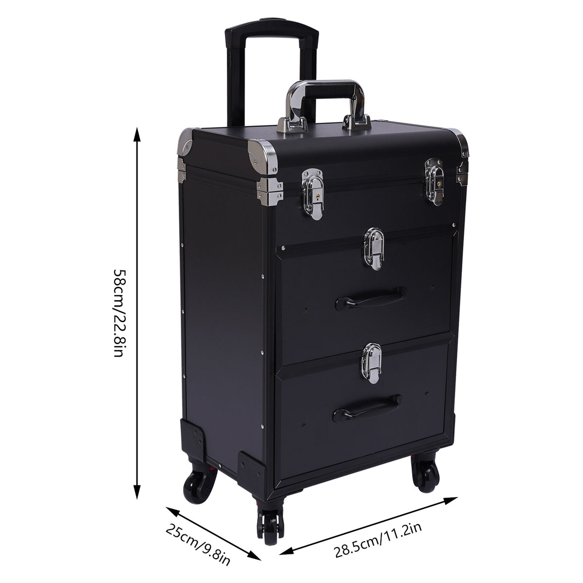 Professional Rolling Makeup Case with Multi-Layer Storage Organizer