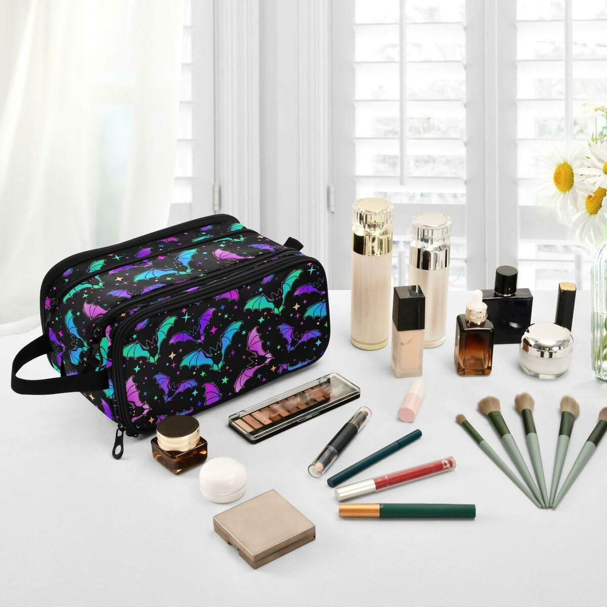 Large Capacity Makeup Bag with Multiple Compartments Travel Toiletry Organizer