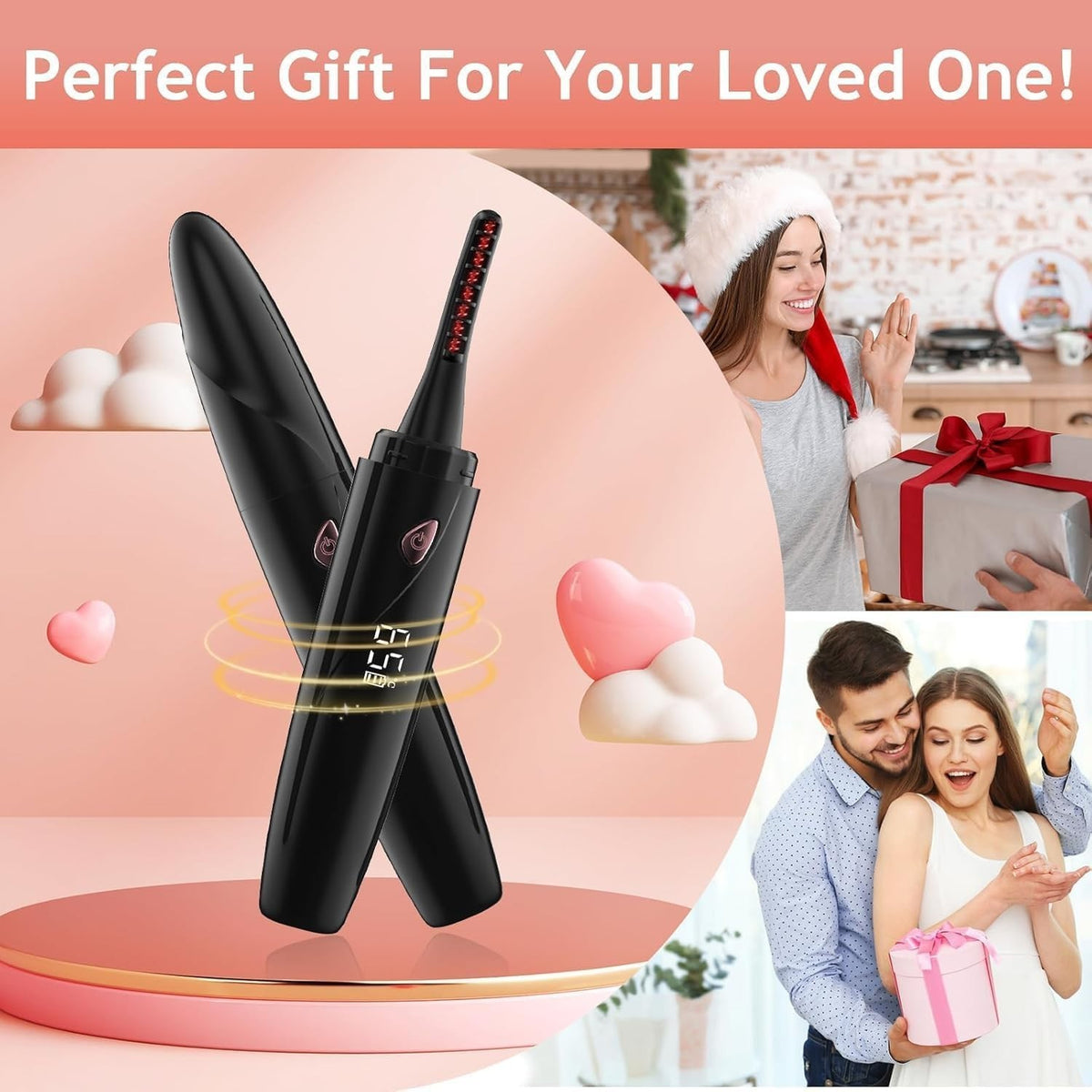 LED Heated Eyelash Curler with LED Display, Fast Heating & Auto Off
